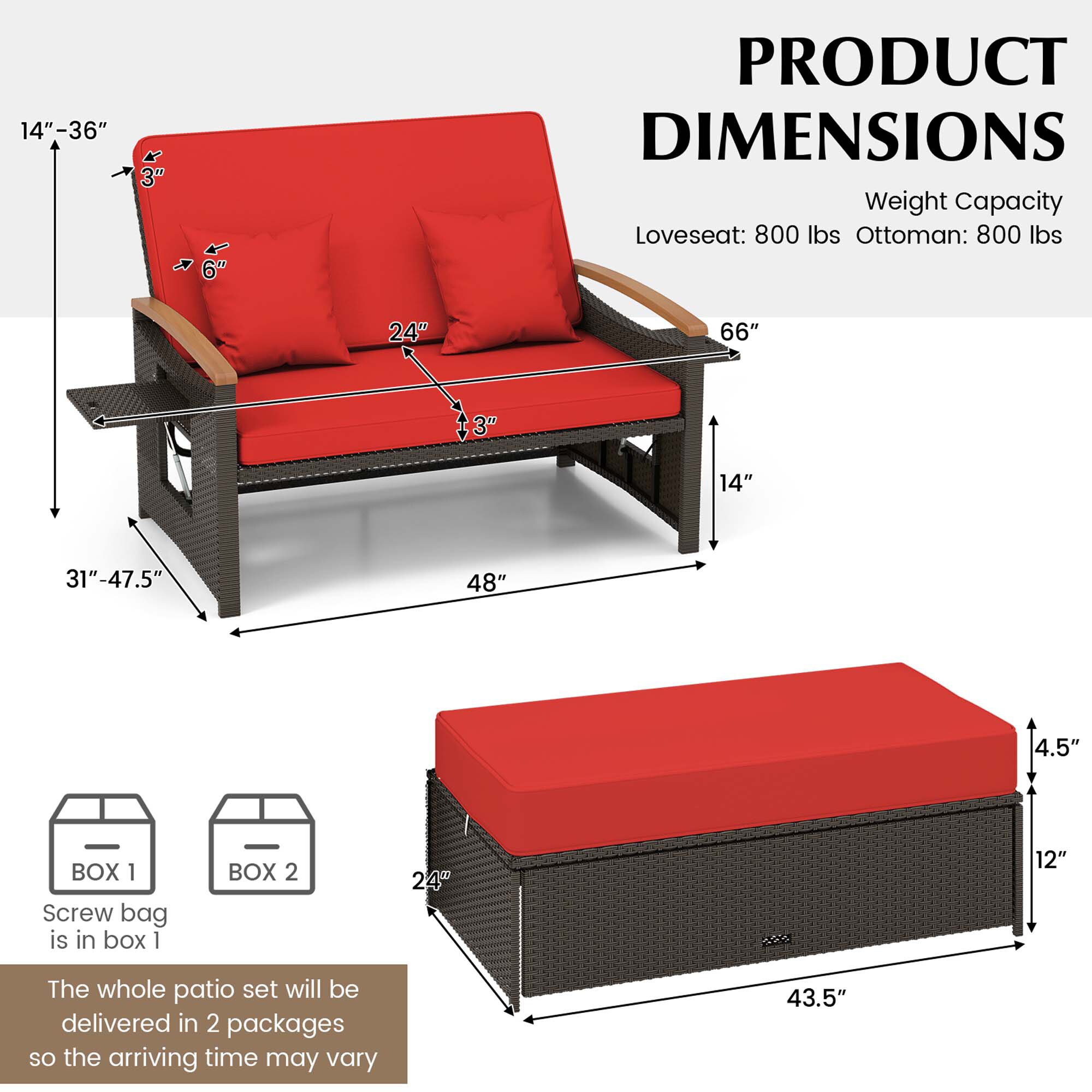 Costway LWS00075 Patio-Sofas-Daybeds - View #2