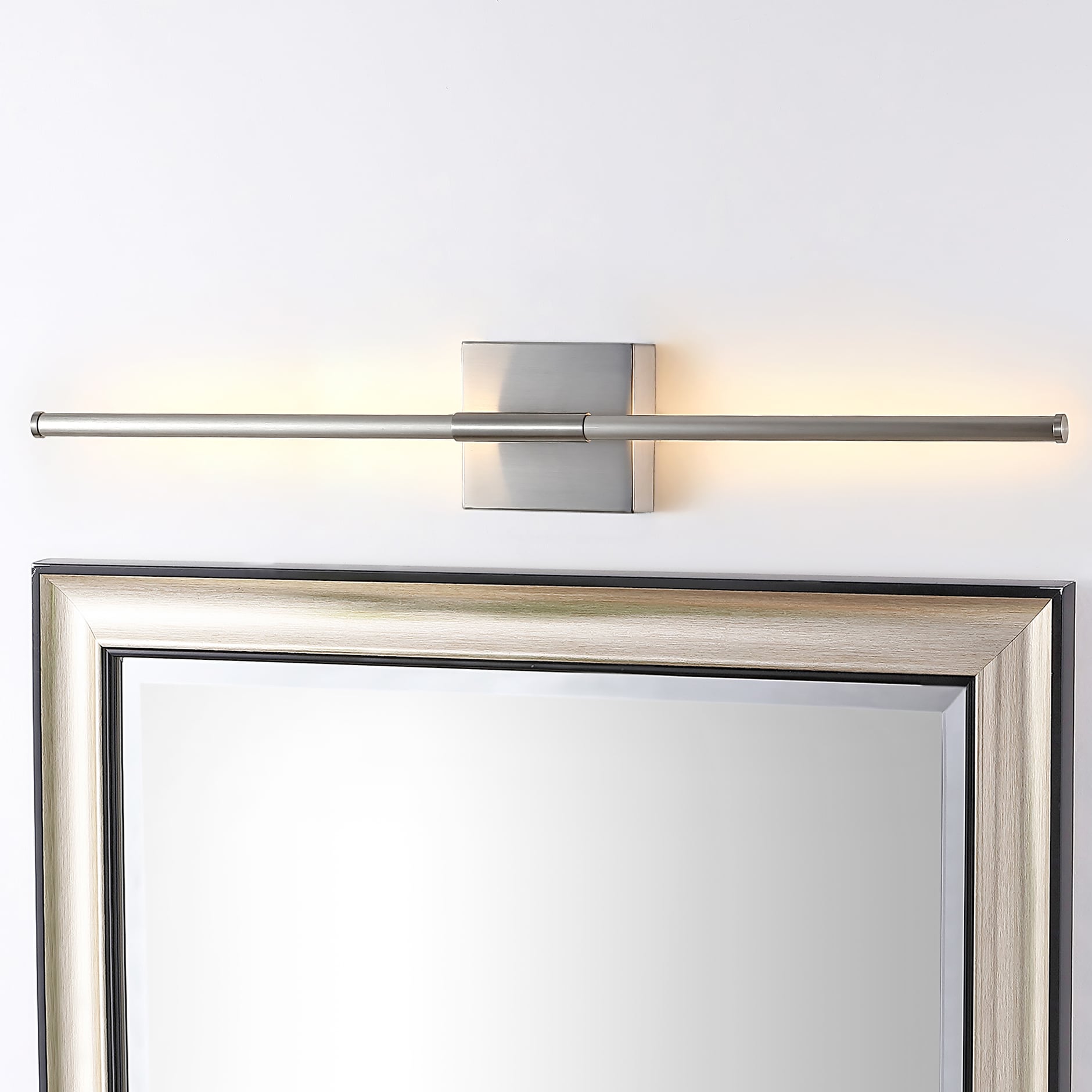 JONATHAN  Y Makena Minimalistic Transitional 28-in W 1-Light Nickel Modern/Contemporary LED Wall Sconce
