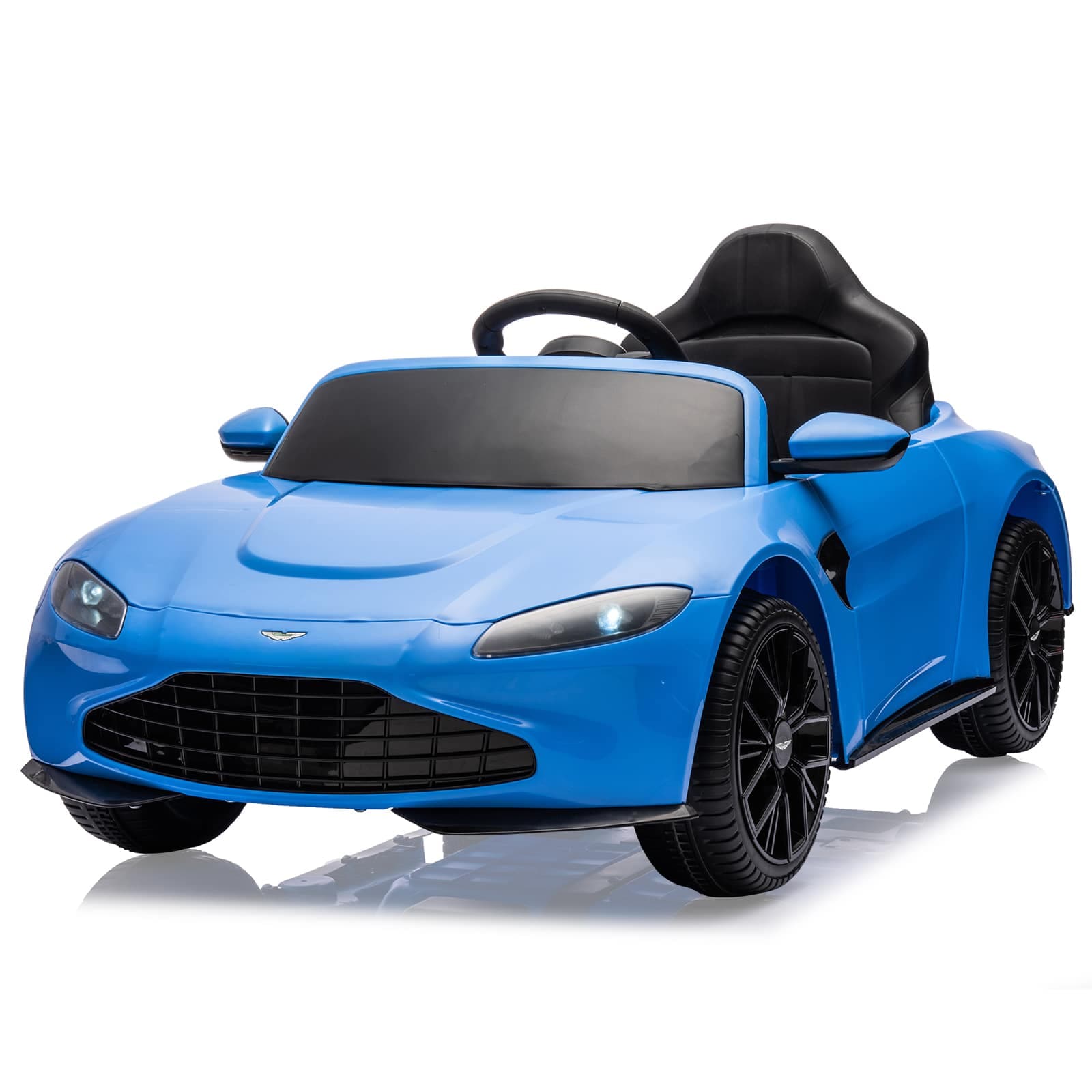 Qeetex SUN-PTO-0Z9MH46V 12V Kids Ride On Car with Remote LED Lights Music Horn and Soft Start Blue