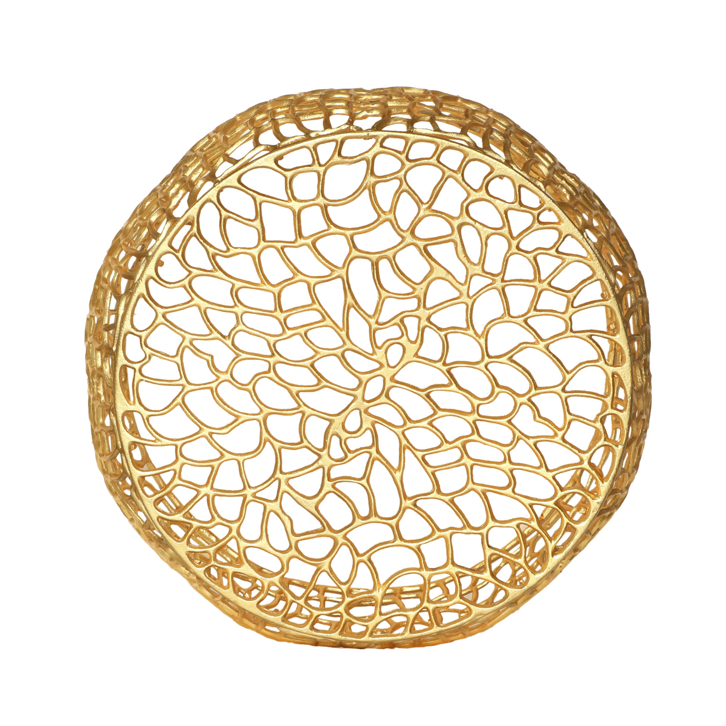 Round Gold Aluminum Mesh Modern Glam Coffee Table