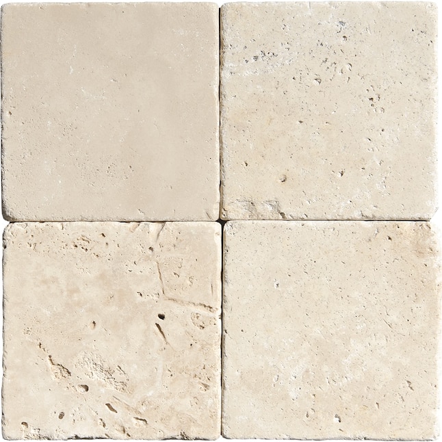 Marble Systems Ivory Travertine Collection 4 In X Tumbled Natural Stone Scale Floor And Wall Tile 6 Sq Ft Carton The Department At Lowes Com