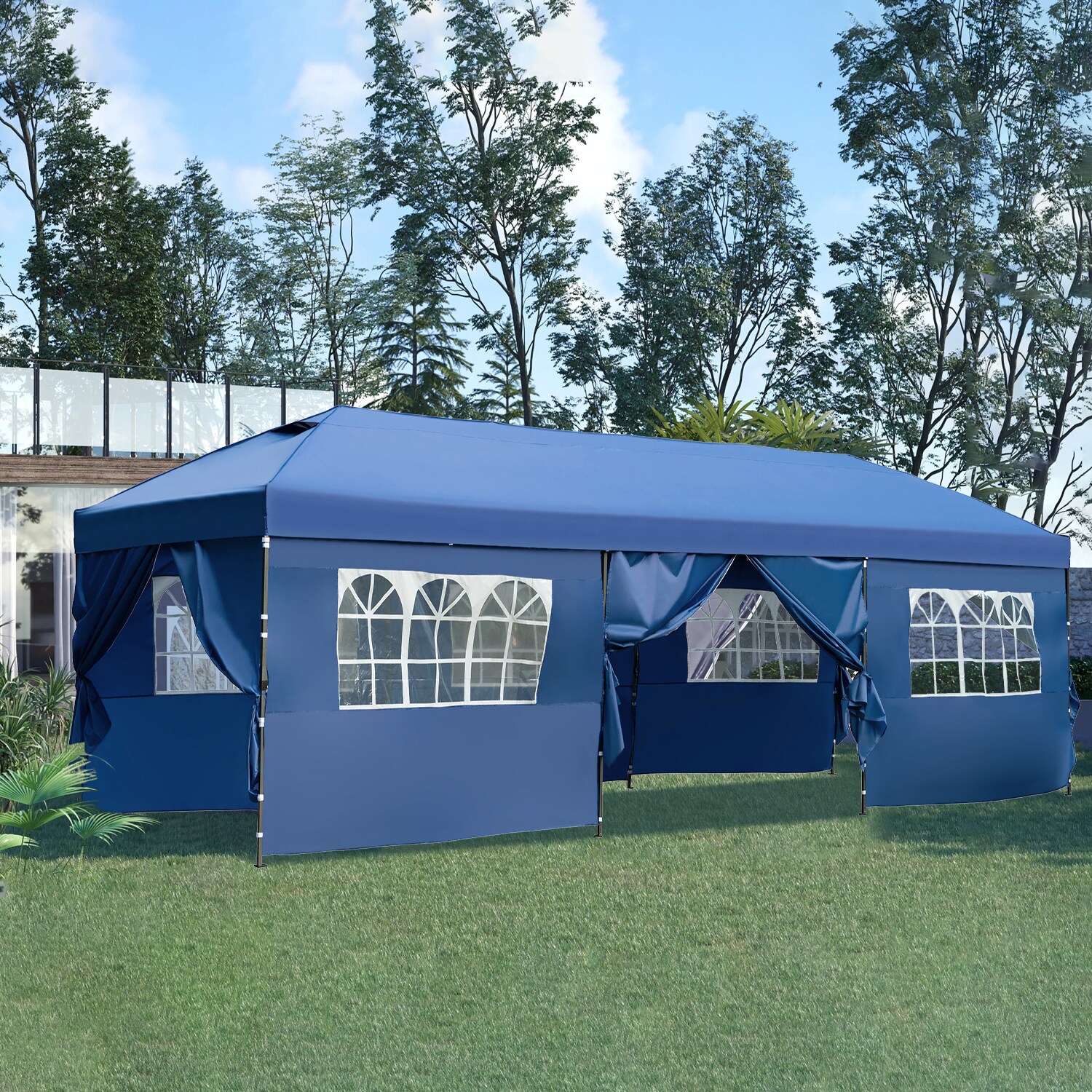 Topcraft TCGZB22 19.2-ft x 7-ft Rectangle Navy Pop-up canopy