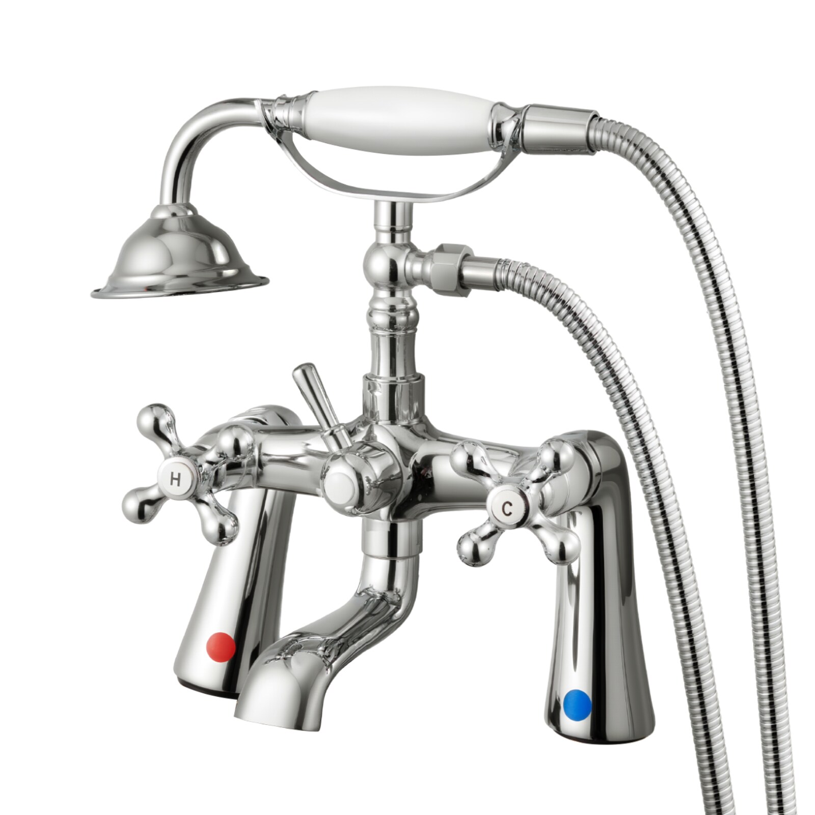 GIVIMO Clawfoot Tub Faucet Deck Mount Bathtub Filler with Handheld Shower Vintage Polished Chrome Tub Filler Kit with 360 Rotation Spout and 59-in Hose