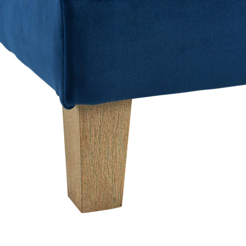 Crosby Blue Velvet 52" Contemporary Tufted Storage Ottoman