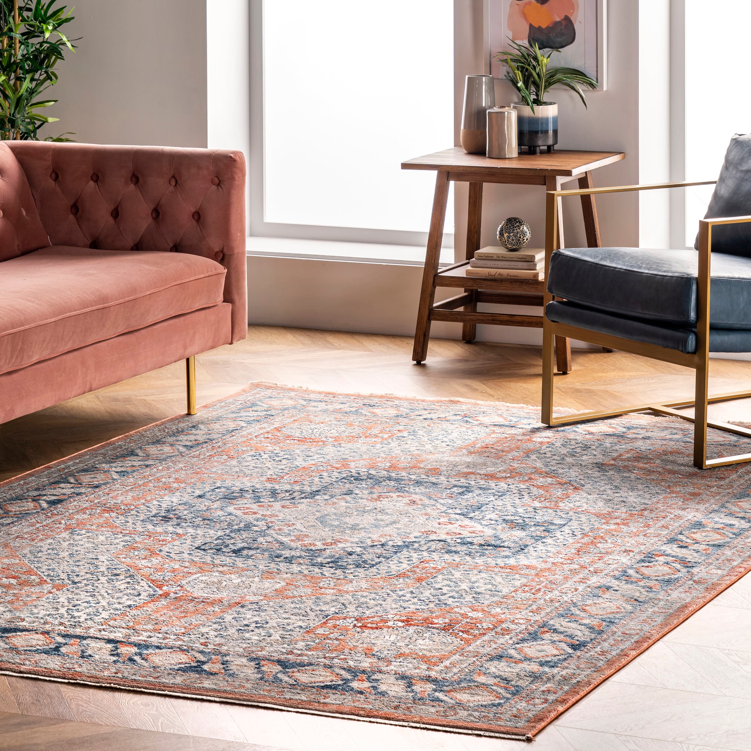 nuLOOM KKSL08B-5307 Selina 5 x 7 (ft) Loomed Polypropylene Rust Rectangular Indoor Medallion Area rug