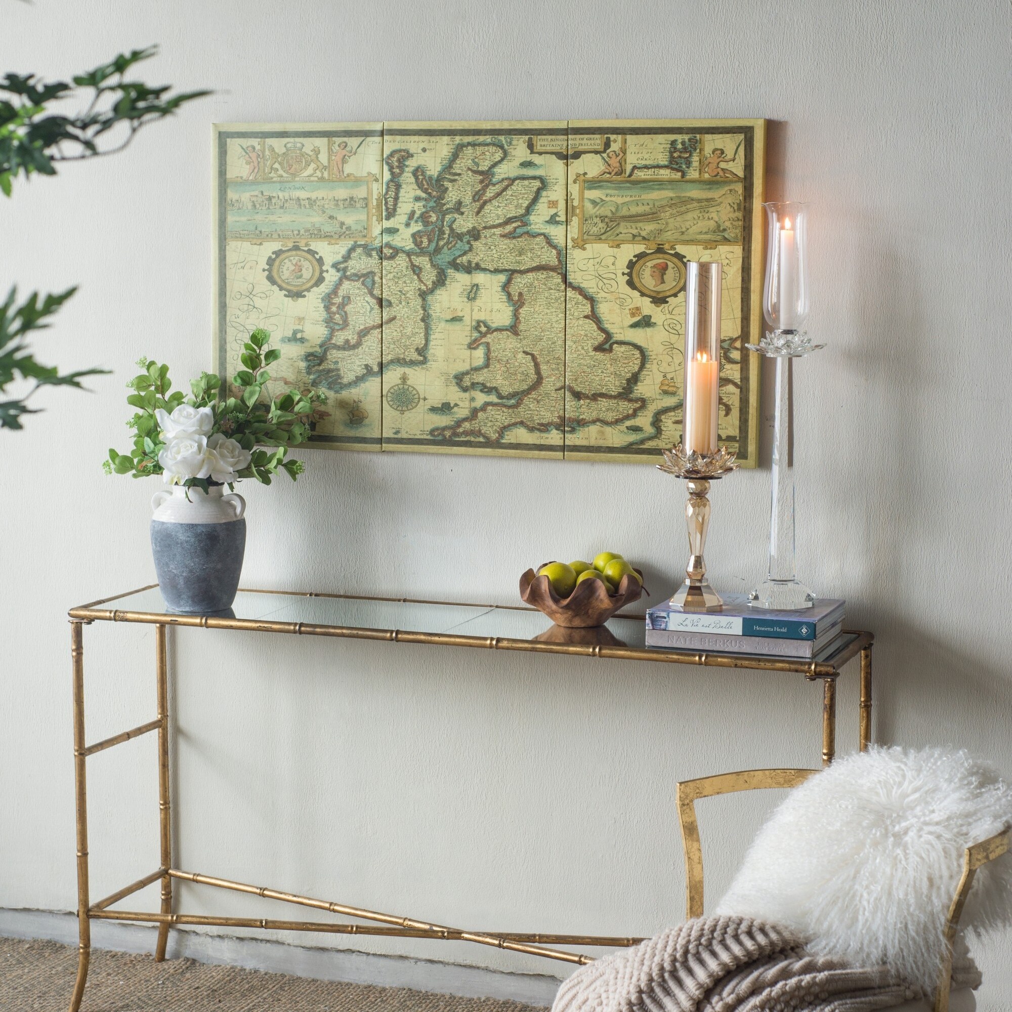 Boho Havens Set of 3 41.3x1x23.6in Rectangular Canvas Map Wall Art ...
