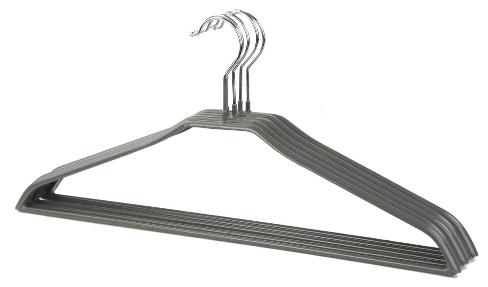 Home Basics LOW62515 5-Pack Plastic Non-Slip Grip Clothing Hanger (Gray)