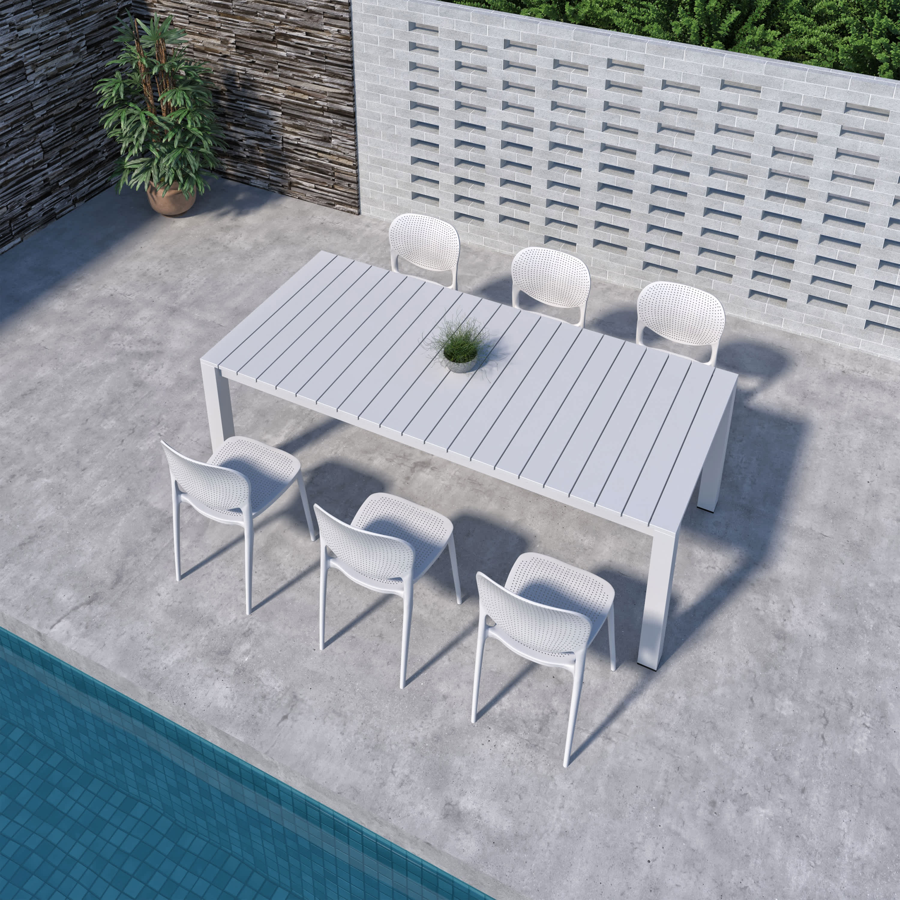 Amazonia CALRECTWHT-6ISA WHT Patio-Dining-Sets - View #2