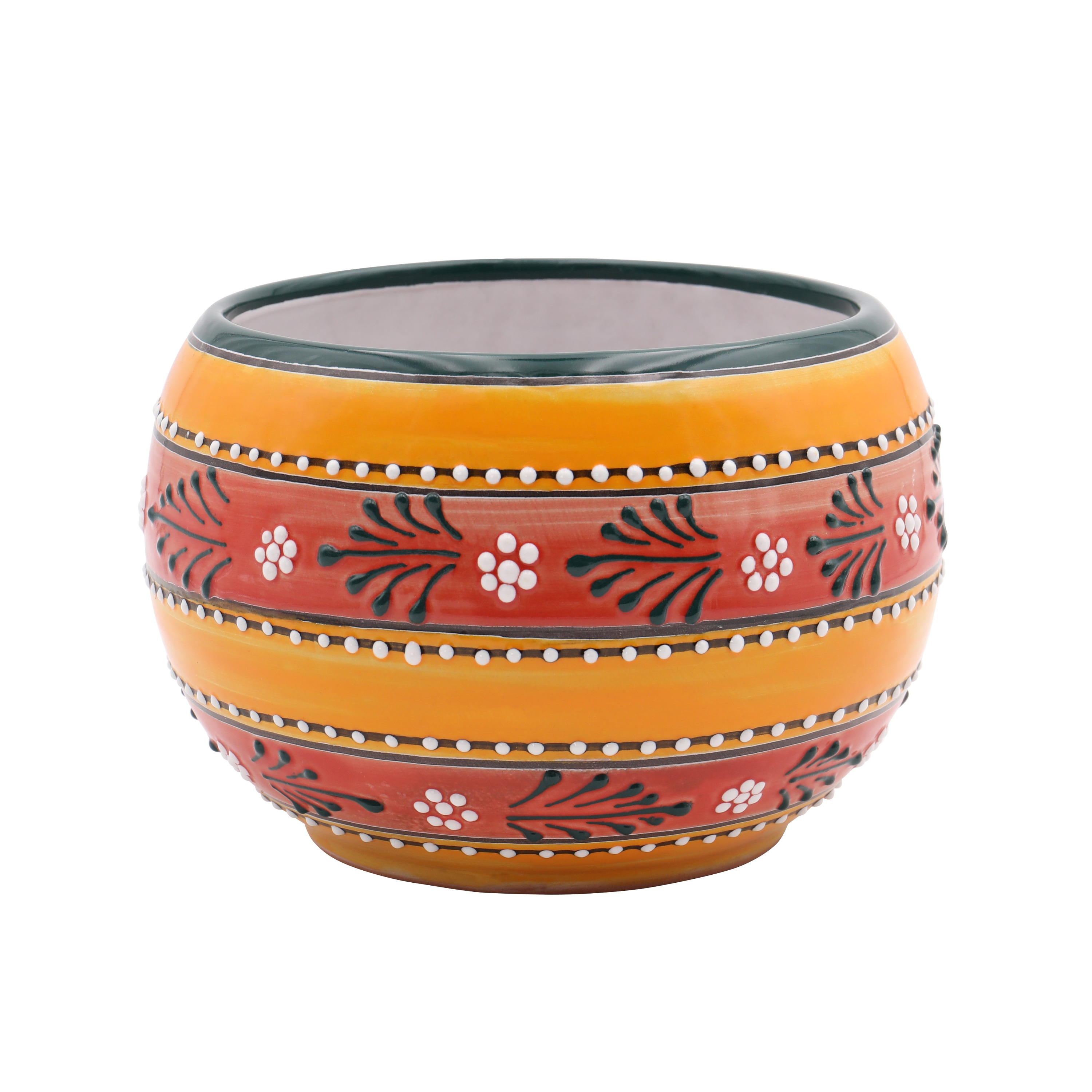 Evergreen 2CG813 Round 9.0-in W x 6-in H x 9-in D Orange Clay Indoor/Outdoor Planter