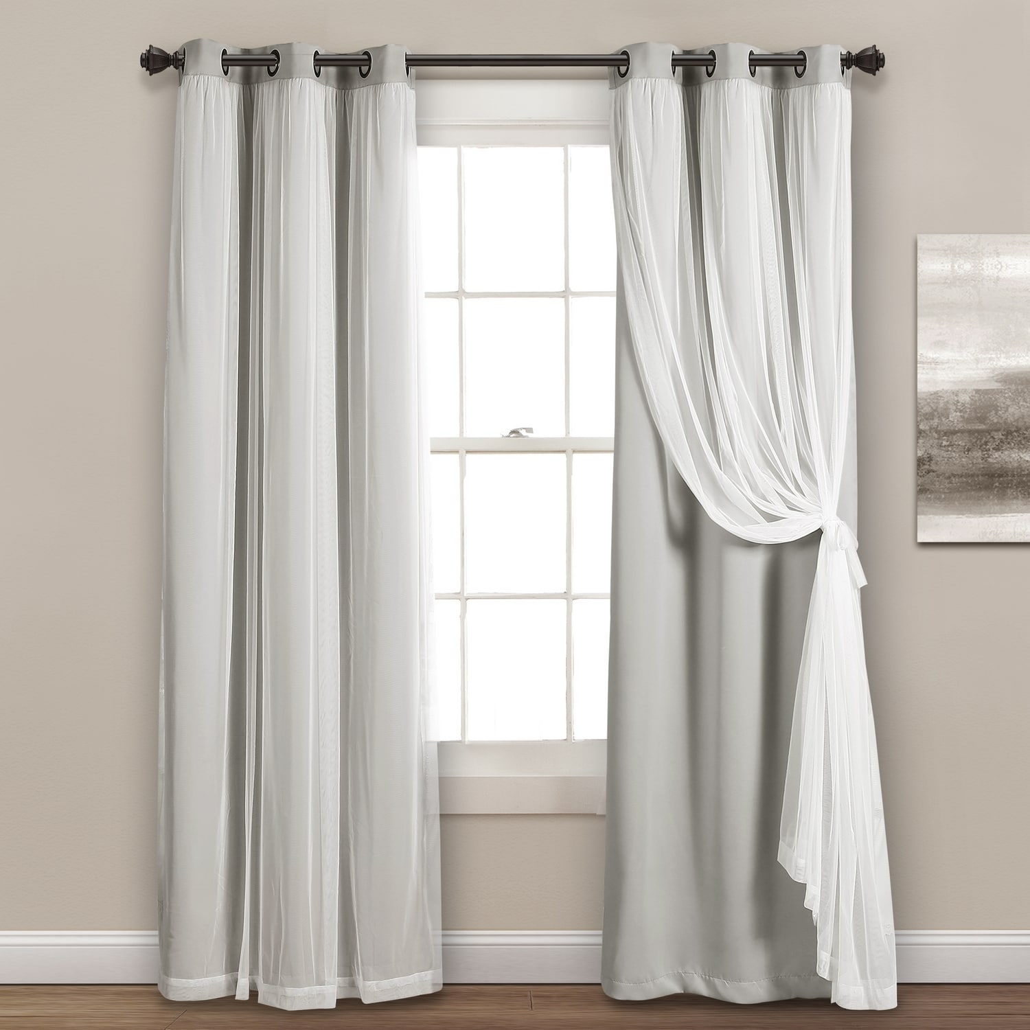 Lush Decor 16T004203 108-in Light Gray Blackout Grommet Curtain panel pair