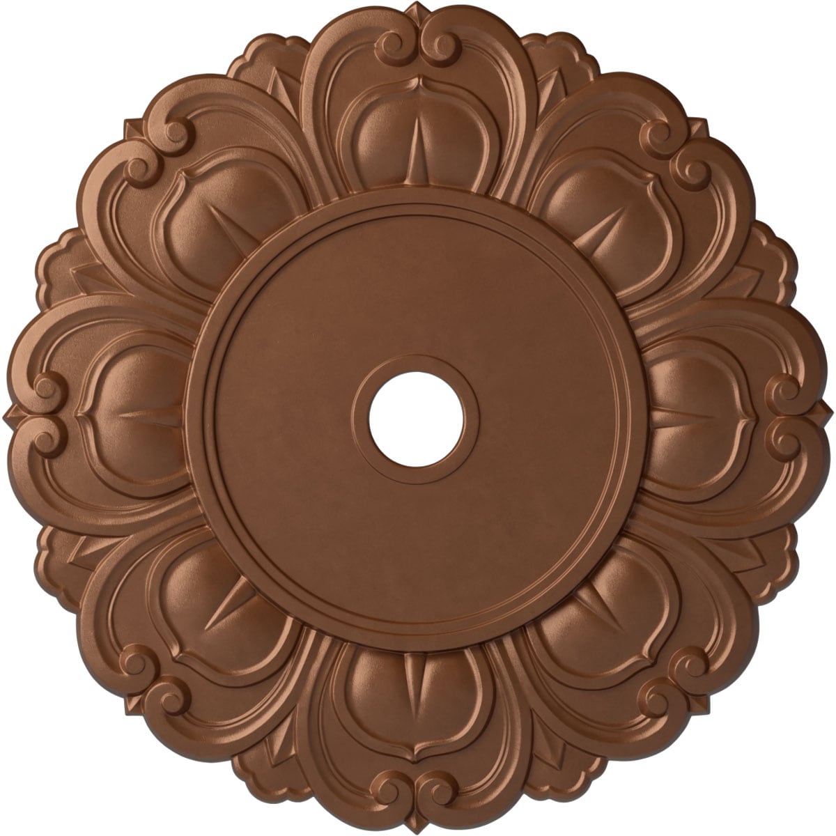 Ekena Millwork CM32ANPOS Angel 32.25-in W x 32.25-in L Painted Polished Copper Polyurethane Whole Ceiling Medallion