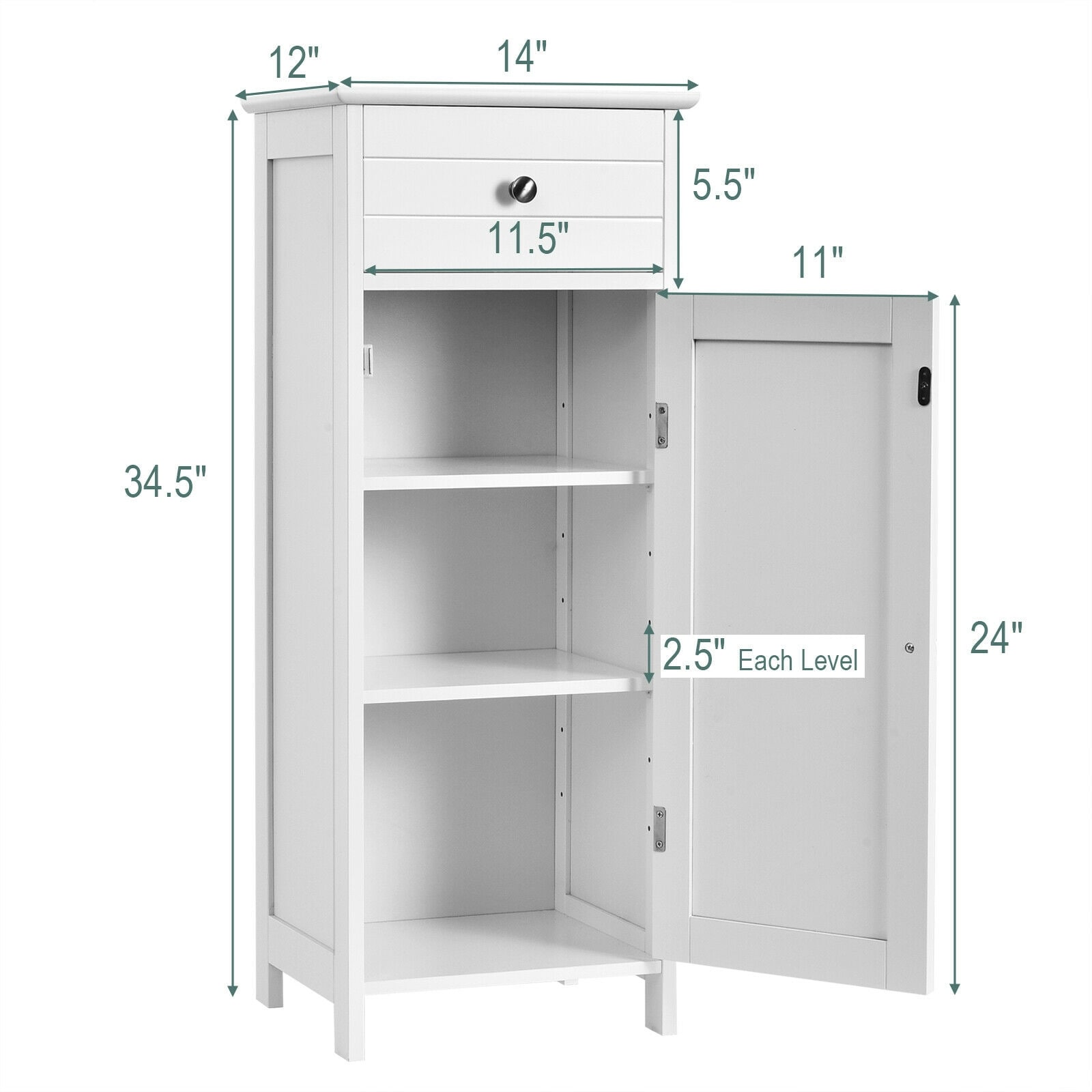 WELLFOR OUJ66372WH Linen-Cabinets - View #2