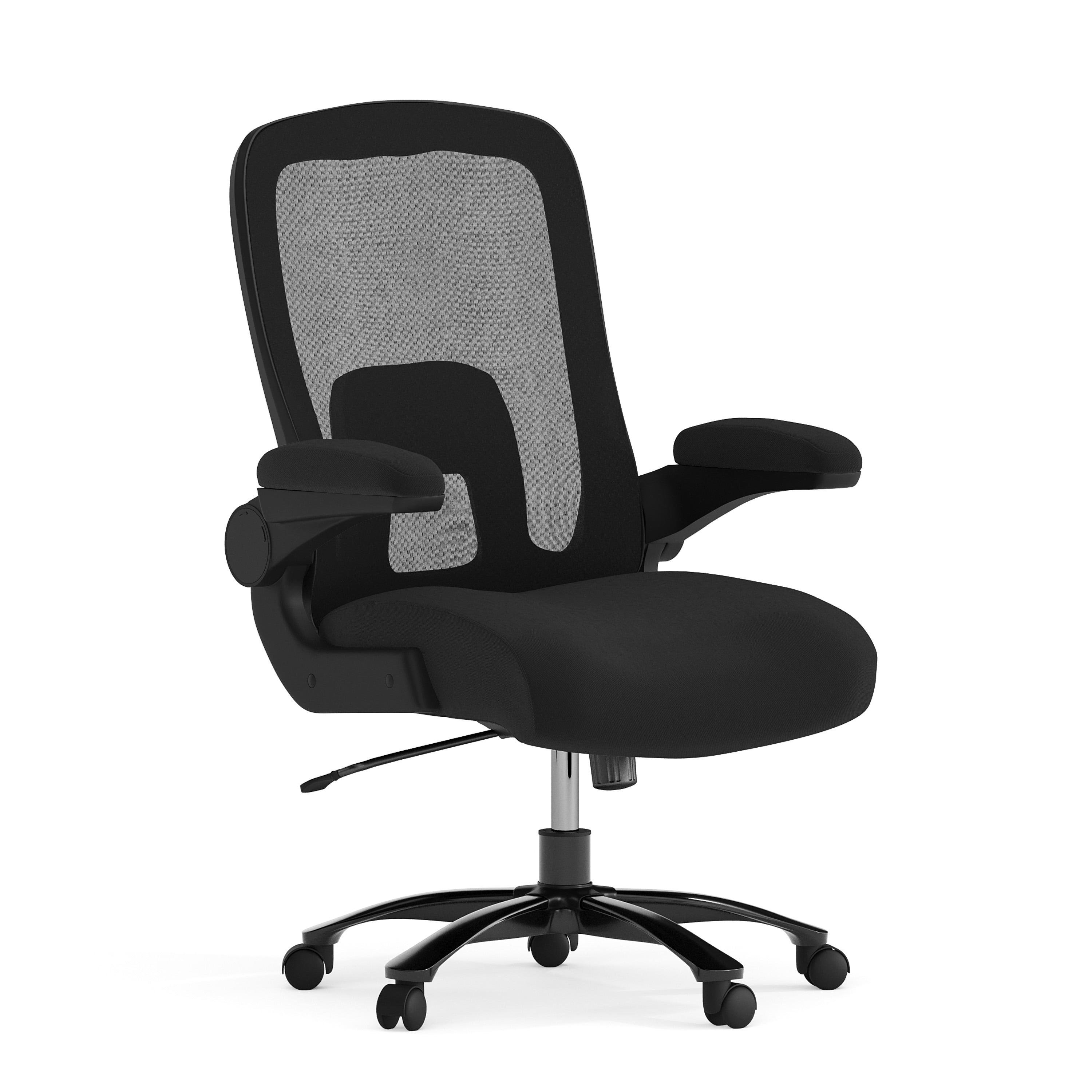 Flash Furniture 889142020608 HERCULES Black Fabric Contemporary Adjustable Height Swivel Fabric Desk Chair