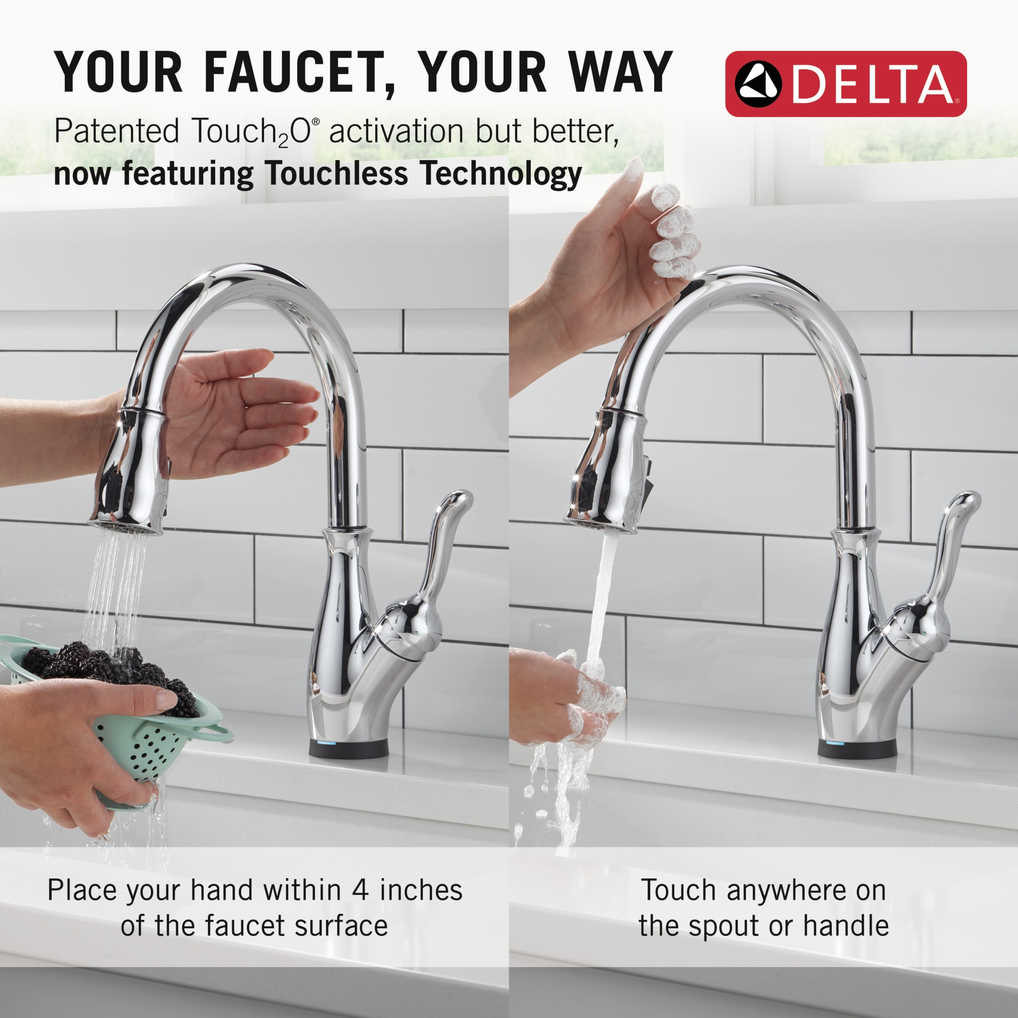 Delta Leland Chrome Single Handle Touchless Pull-down Kitchen Faucet ...