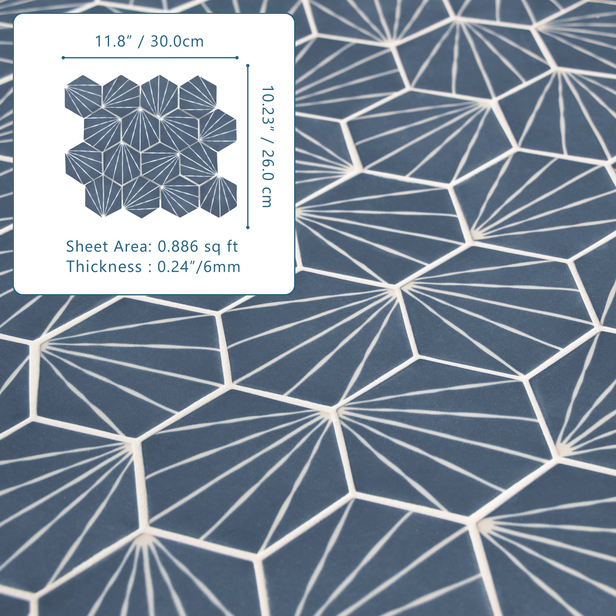 SUNWINGS HEXART-BLU-10 Ceramic-Tile - View #7