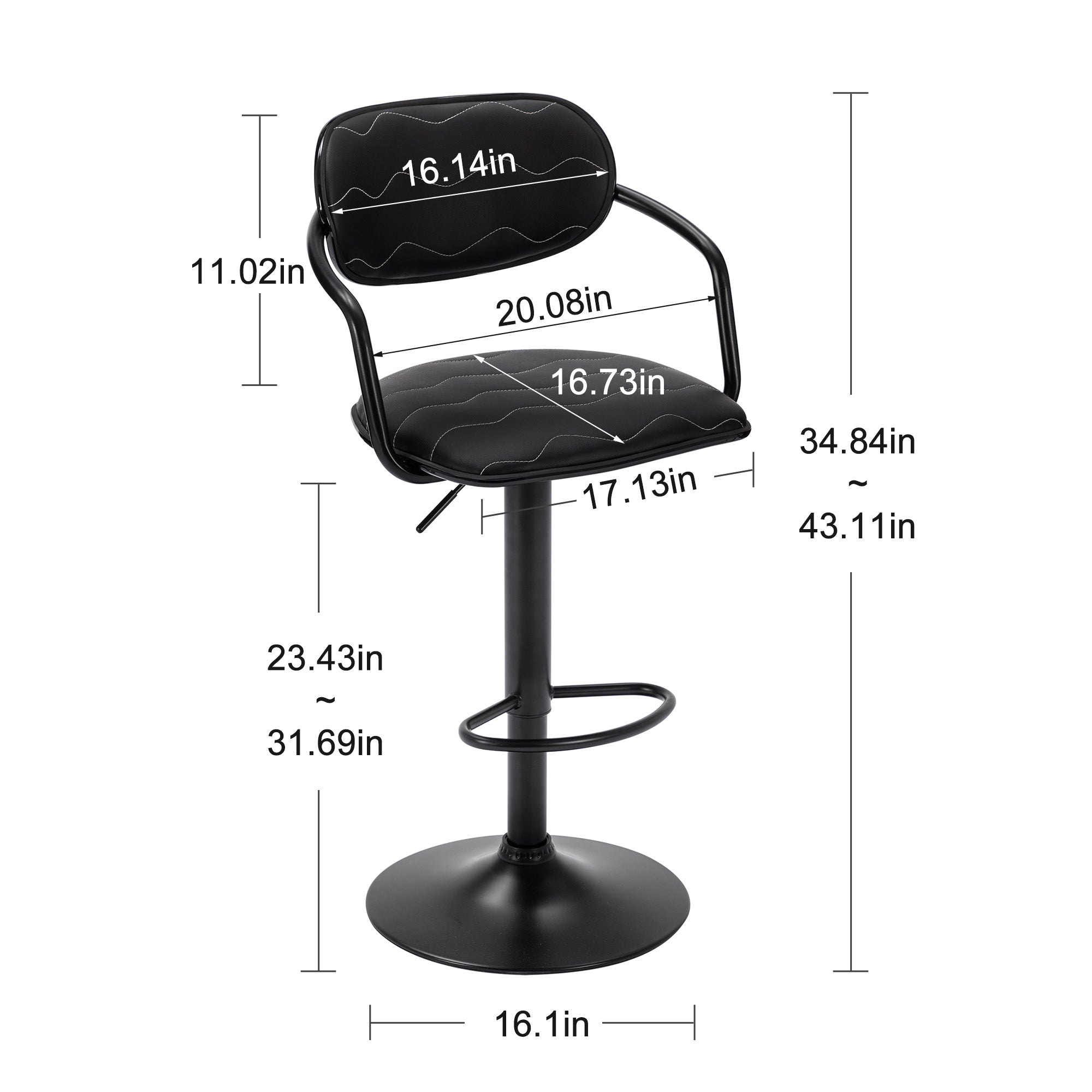Vecelo LOE-C12-BLK stools - View #3