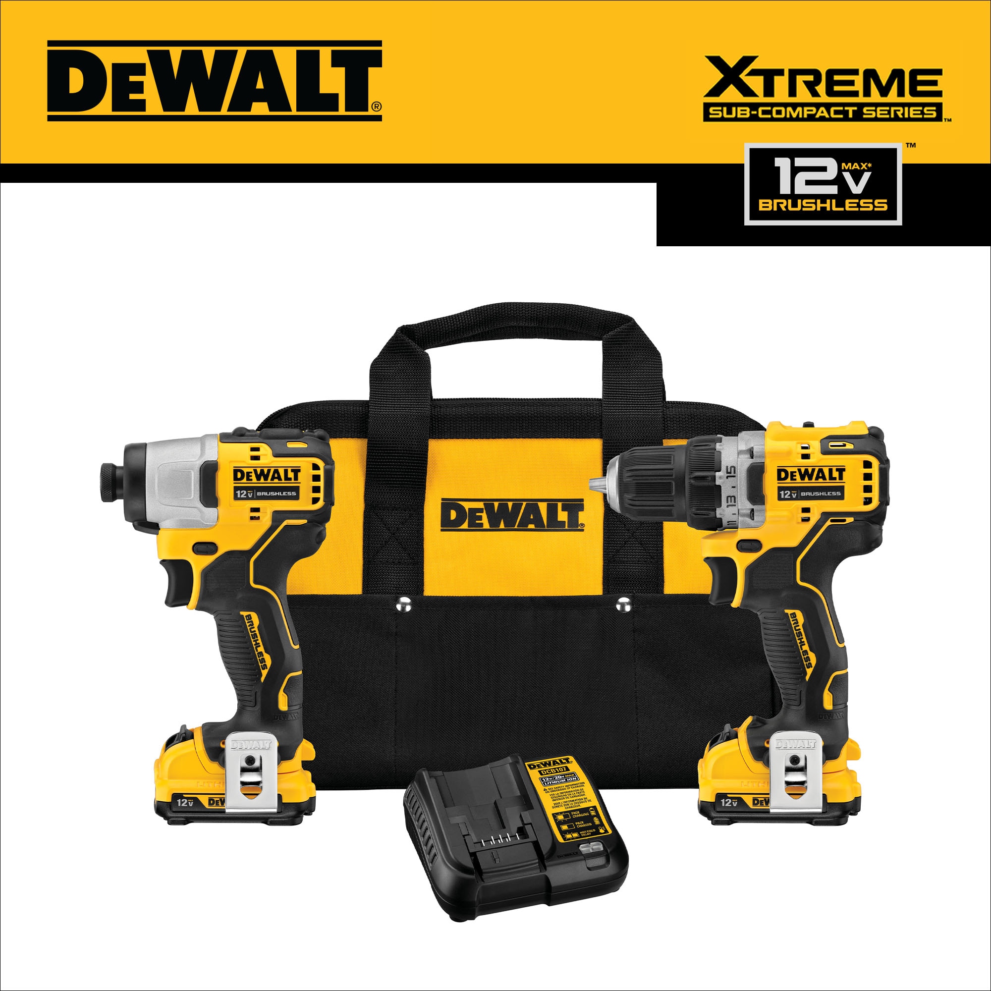 DEWALT XTREME 2-Tool 12V MAX XR Brushless DrilI/Impact Driver with Bag  (2-Batteries and Charger Included) in the Power Tool Combo Kits department  at