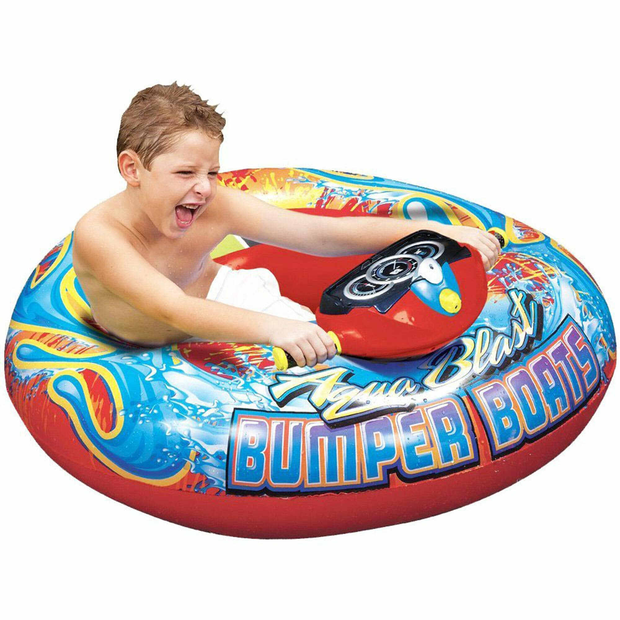 Banzai Aqua Blast Motorized Bumper Boat Inflatable Pool Float - Red, 2 ...