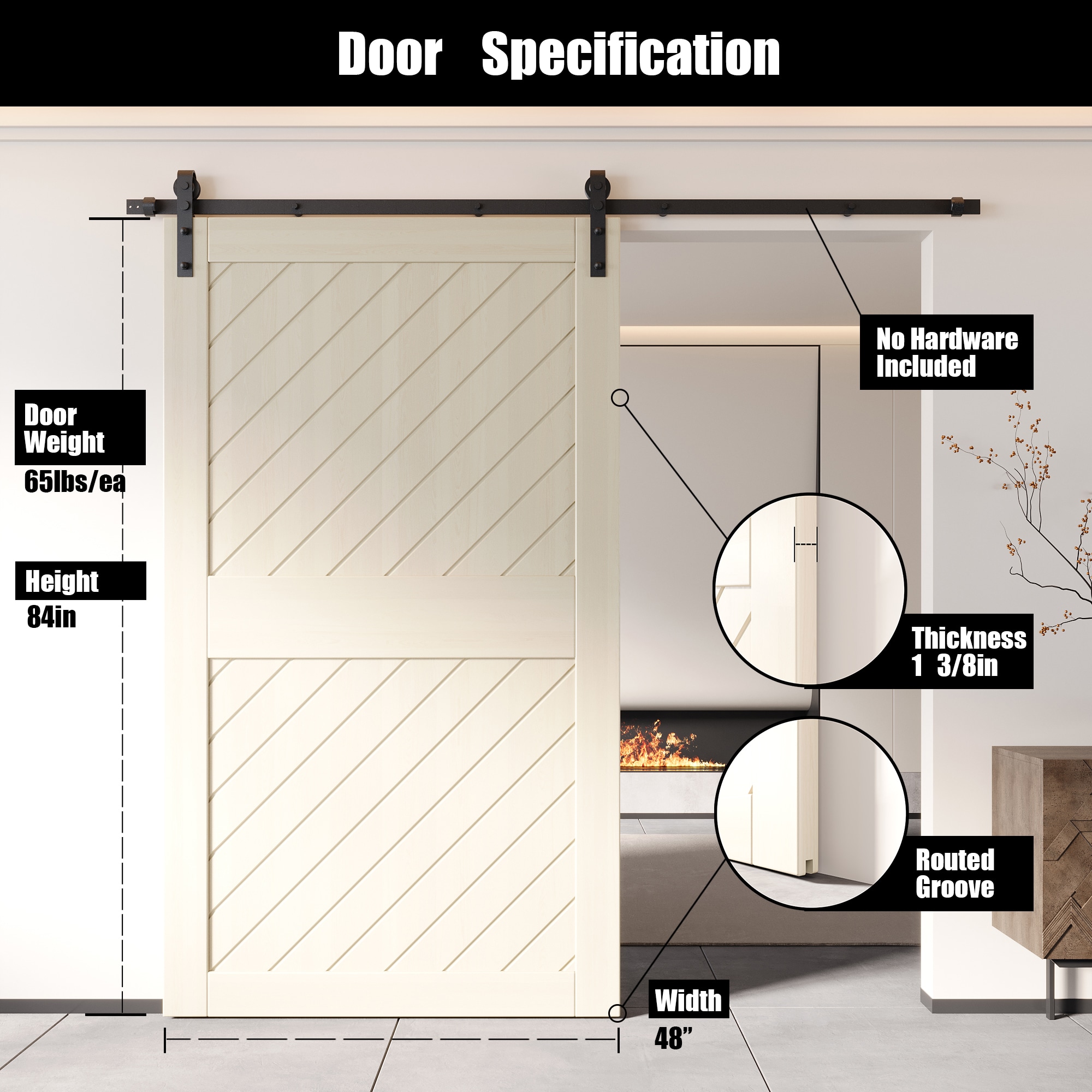 HOMACER XT1-4884-TG Barn-Doors - View #2