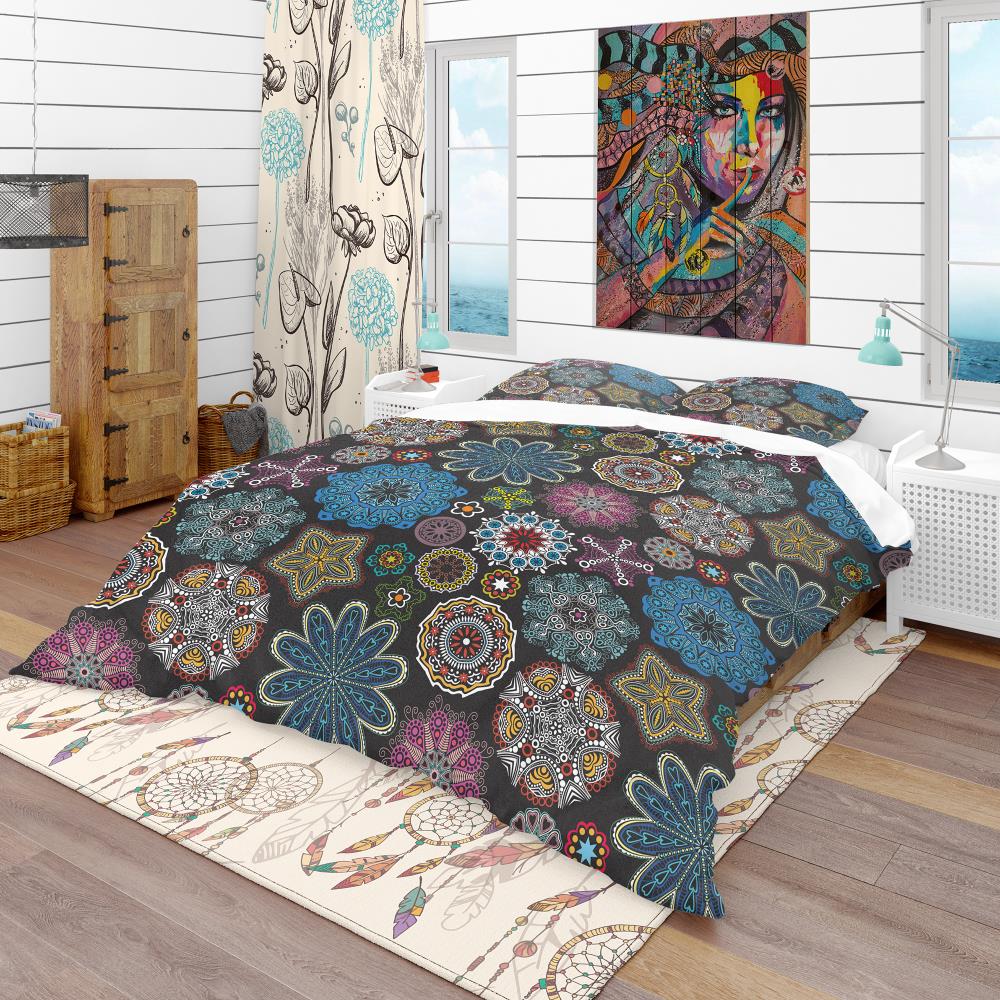 Designart BED18971-T 3 -Piece Black Twin Duvet cover Set