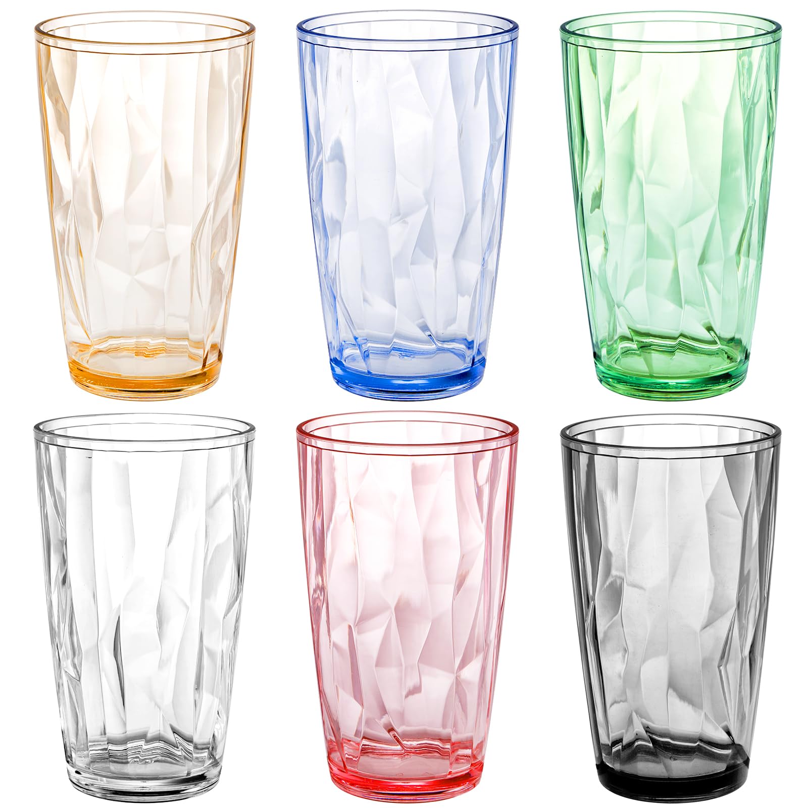 Aoibox  6 Pack 17 oz Stackable Drinking Tumblers with Dappled Interior Clear Plastic Cups Unthemed