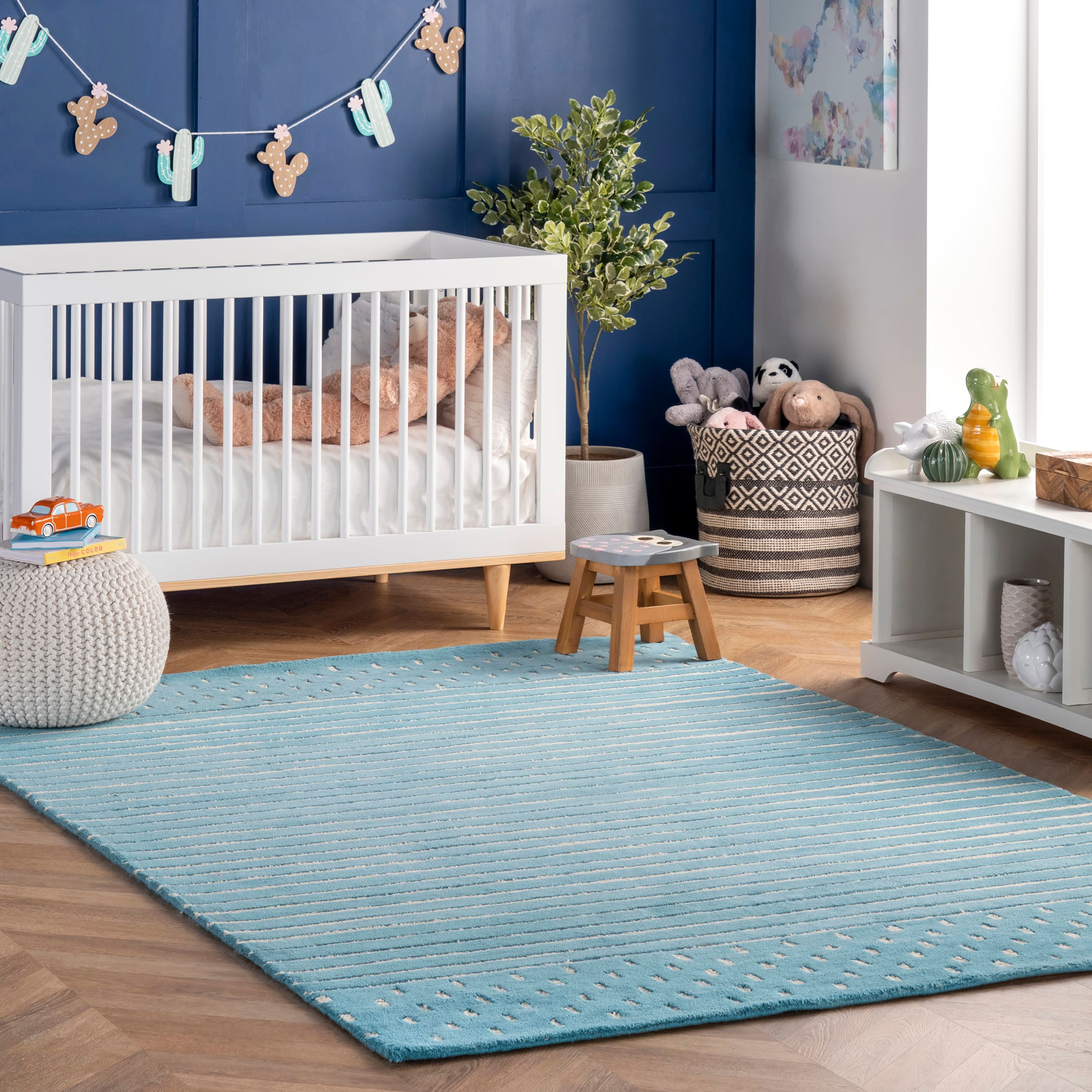 nuLOOM MTNR01E-406 Marlowe 4 x 6 (ft) Loomed Wool Baby Blue Rectangular Indoor Stripe Area rug