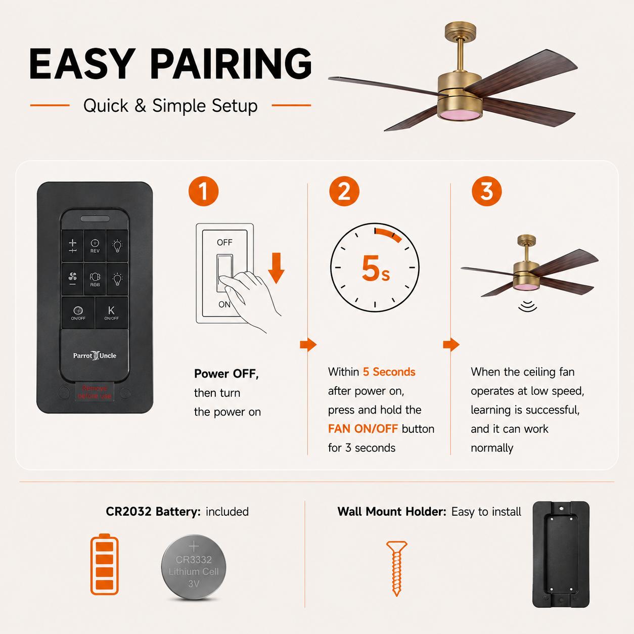 Parrot Uncle CPS1268-A4-NBR-RGB Ceiling-Fans - View #4