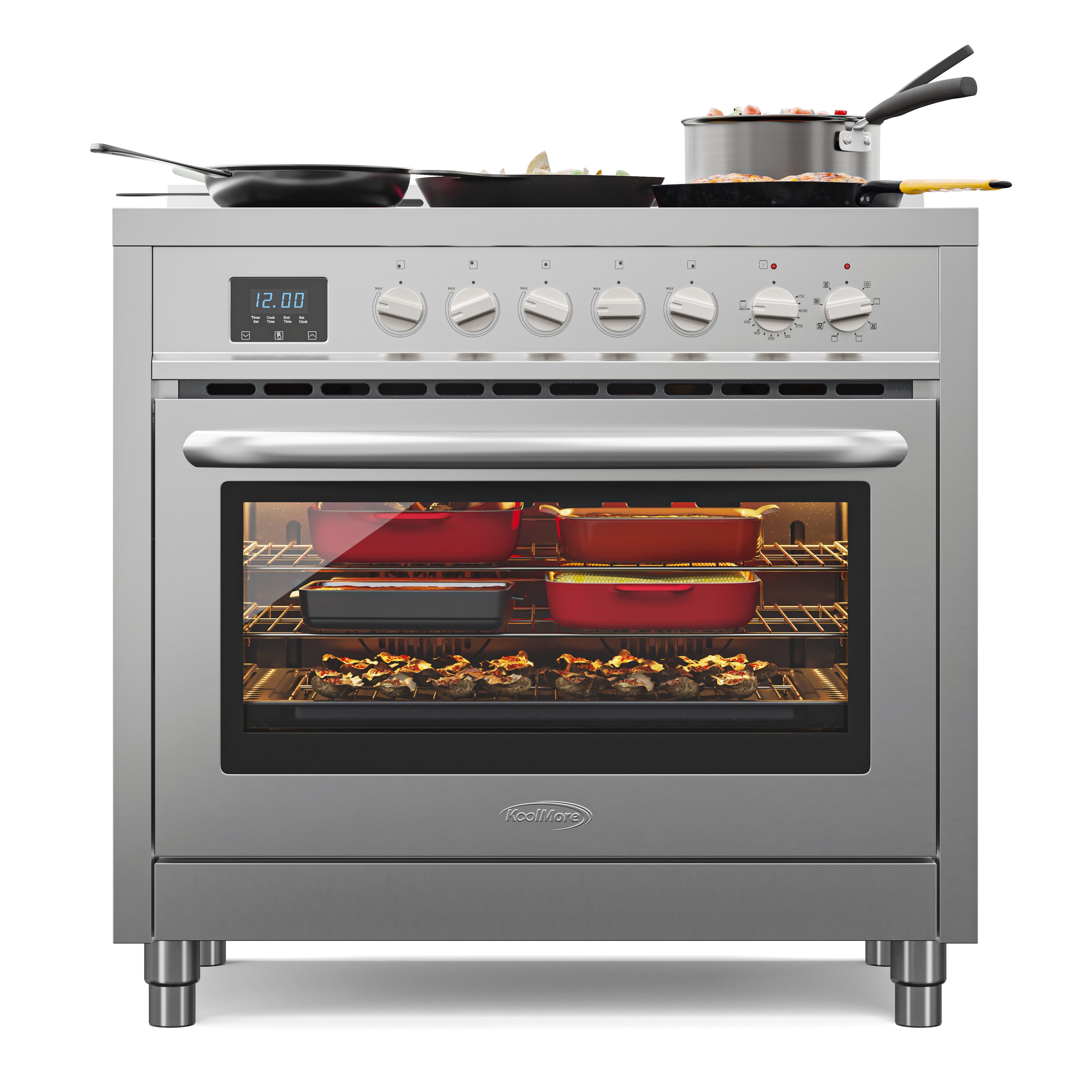 36 inch Professional All-Electric Range Stainless Steel with Legs, 4.3 Cu.Ft. KM-FR36EE-SS Koolmore