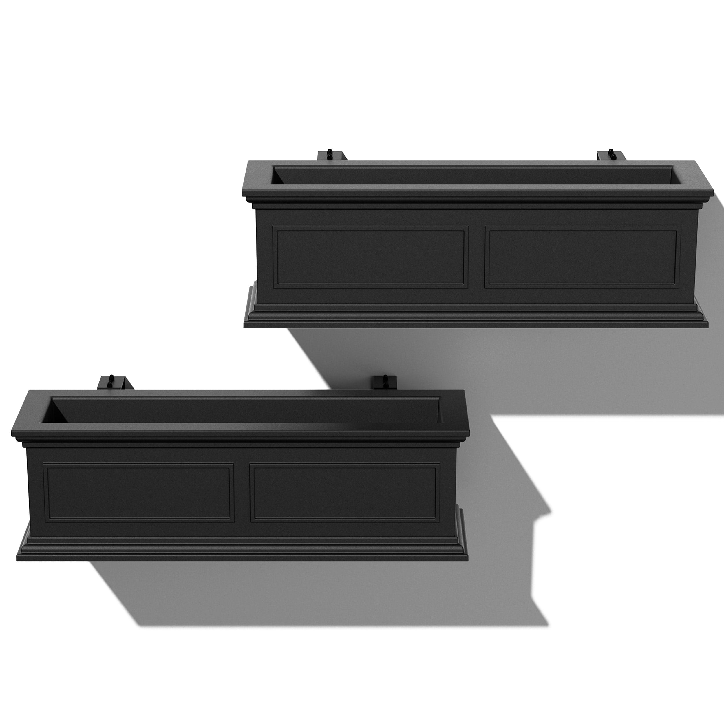 Veradek BXVHGWB36B-2PK 2 -Pack Rectangle 11-in W x 11-in H x Black Plastic Outdoor Railing planter