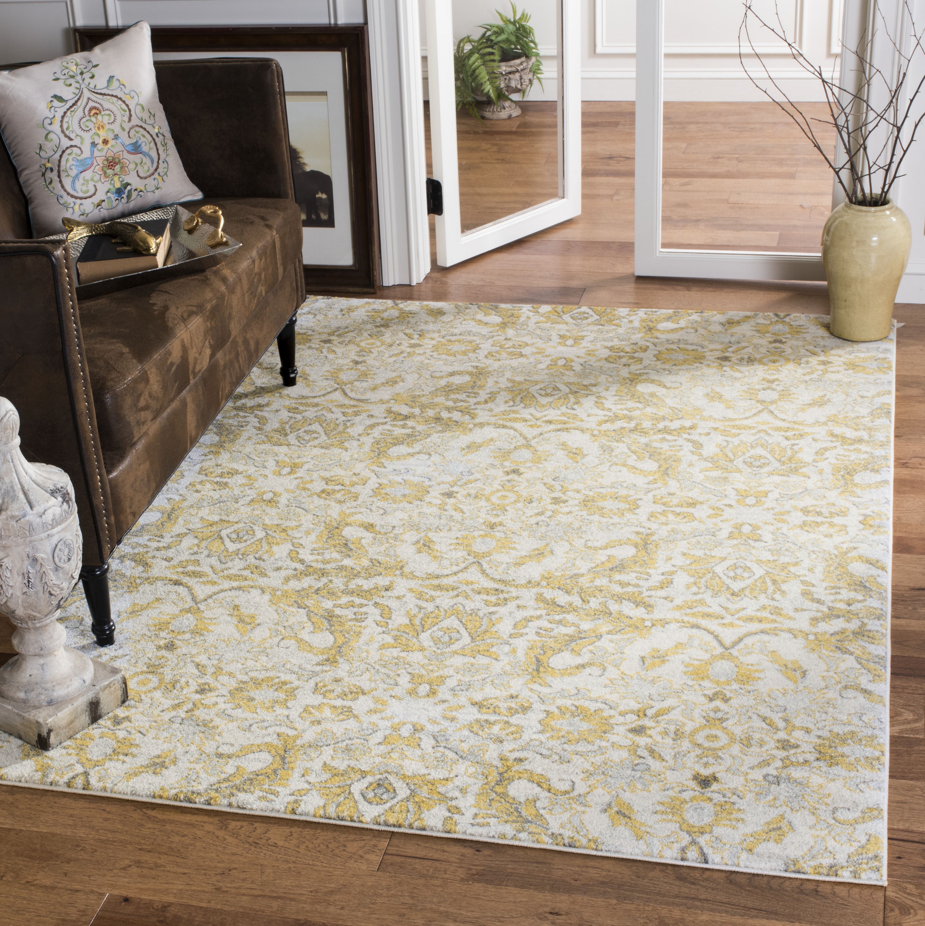Safavieh EVK238S-24 Evoke Mac 2 x 4 (ft) Loomed Synthetic Ivory/Gold Rectangular Indoor Floral/Botanical Oriental Throw rug