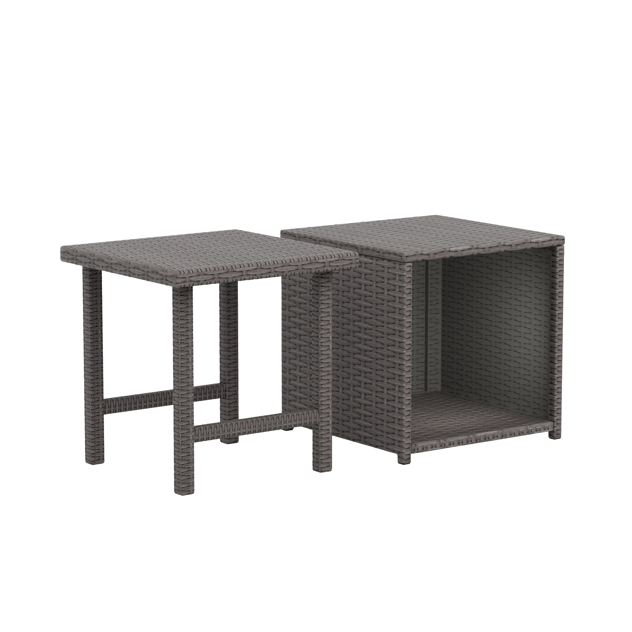 Westin Furniture OP8007-GY Delano Square Wicker Outdoor End Table 15.8-in W x 15.8-in L