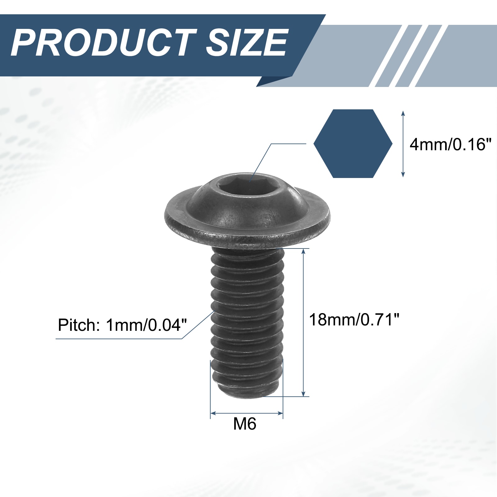 Unique Bargains 20pcs M6 x 18mm Flanged Button Head Socket Cap Screws ...