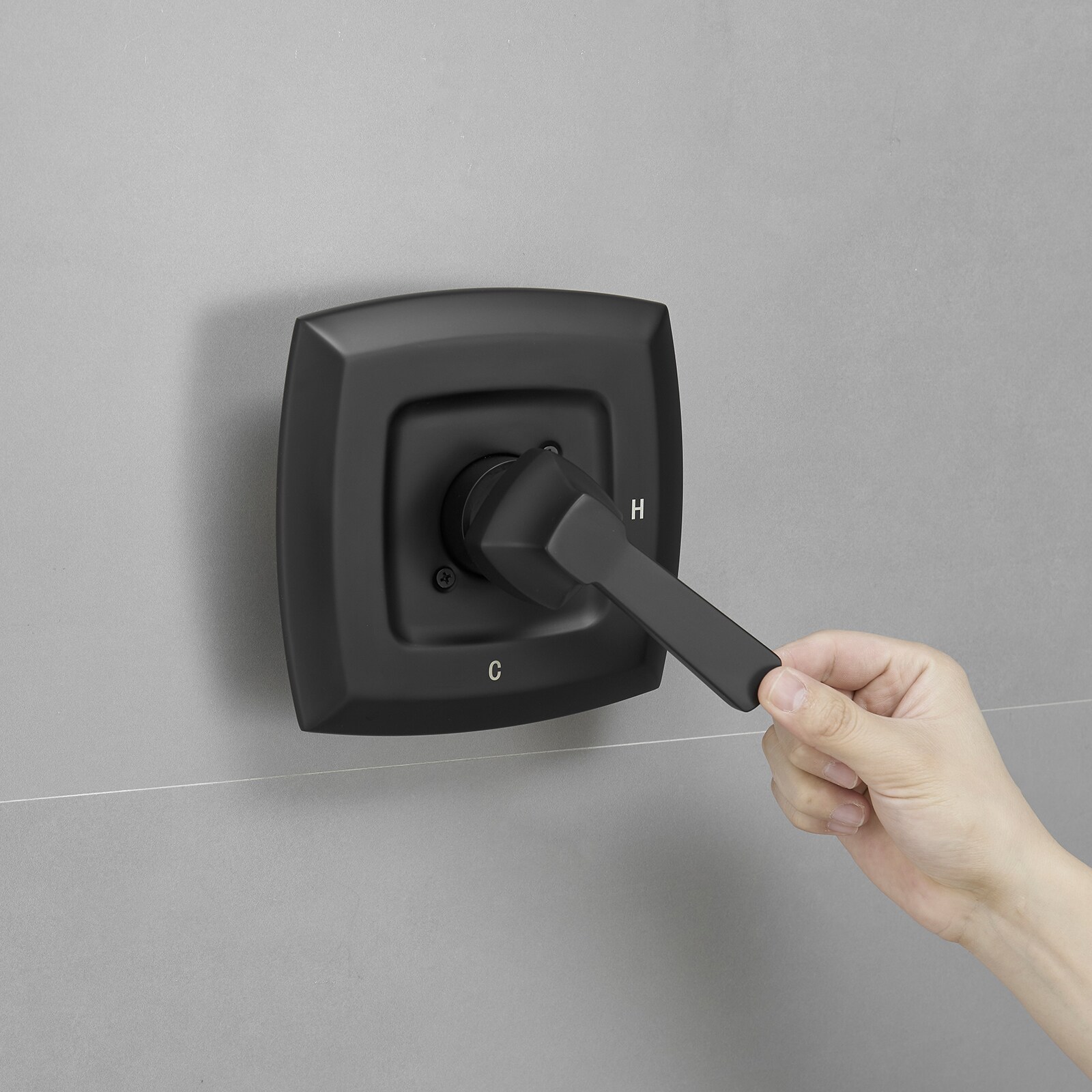Matte Black Square Rainfall Shower Faucet Set with Tub Spout