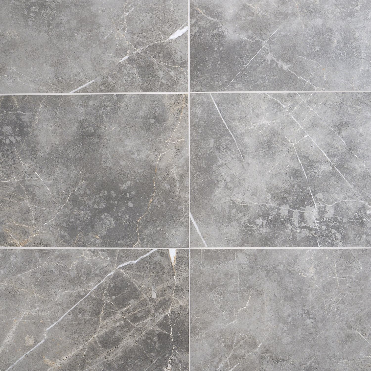 Grace Polished Gray Porcelain Marble Look Large Format Tile
