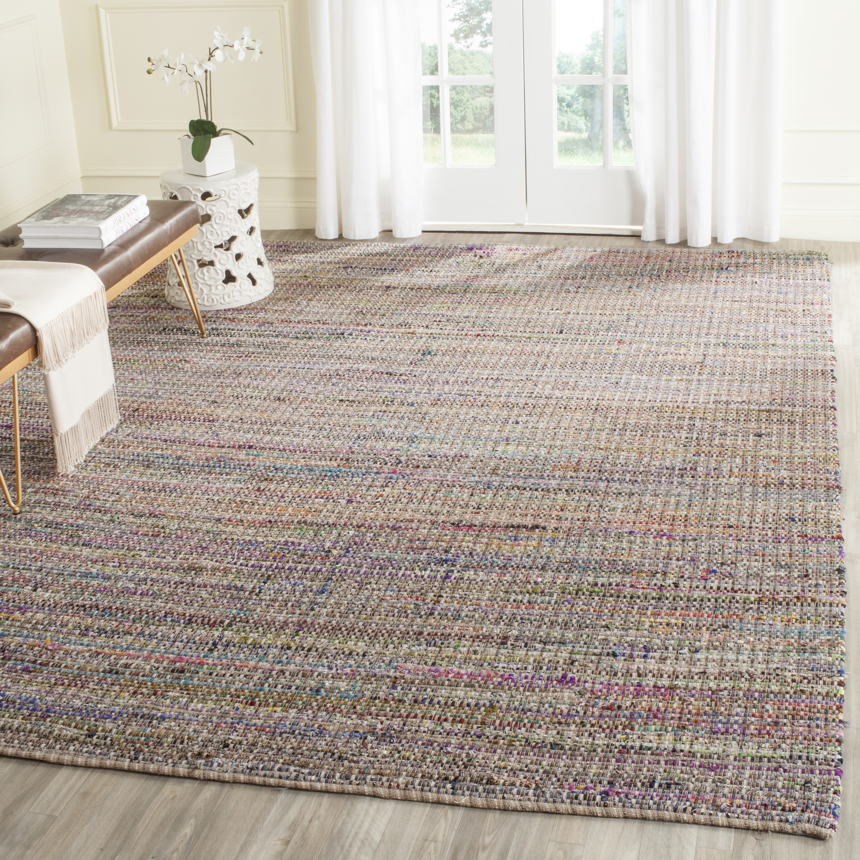 Safavieh NAN220E-5 Nantucket Harbor 5 x 8 (ft) Tufted Cotton Beige Rectangular Indoor Abstract Coastal Area rug