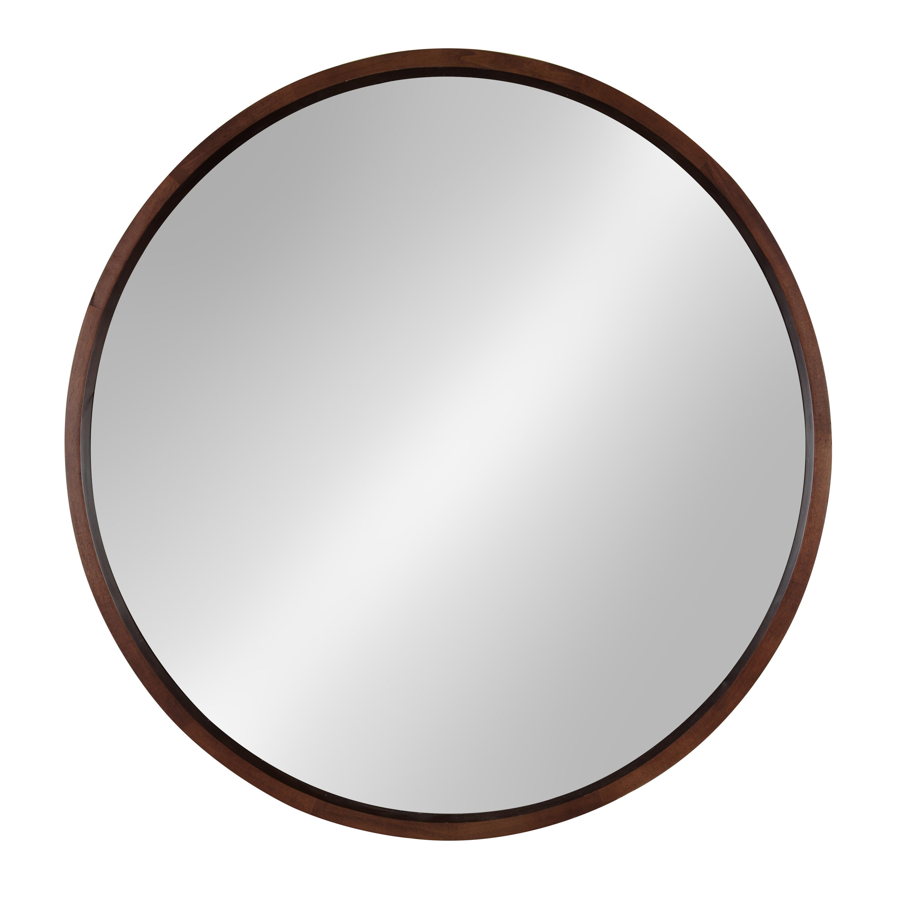 Mirrorize IMP6764CT 30 inch x 30 inch Walnut Brown Round Mirror