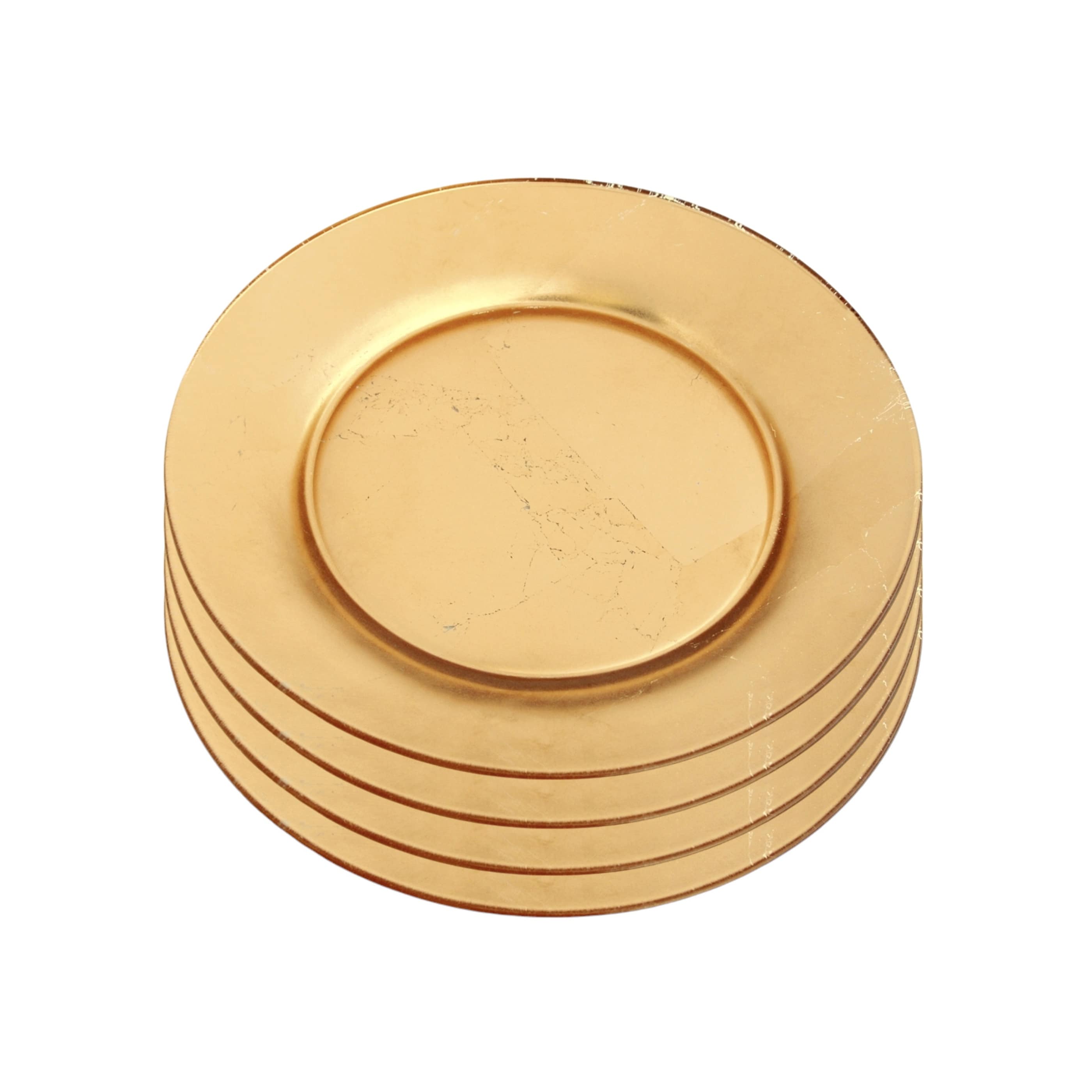 Slickblue 4-Piece Gold/Silver Depression Glass Metallic Salad Plate Canape Appetizer Party Dinnerware