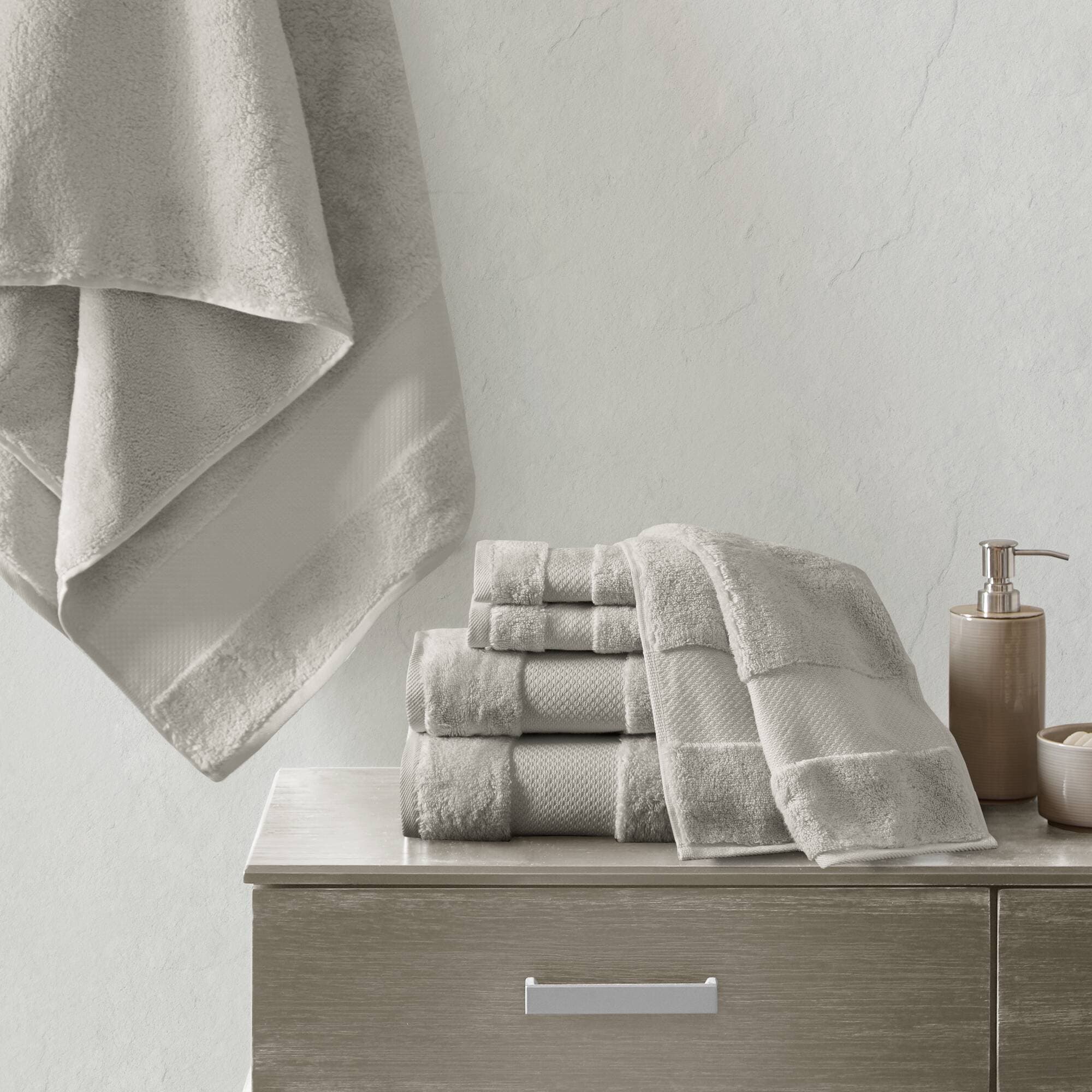 Madison Park Signature MPS73-316 6-Piece Grey Turkish Cotton Quick Dry Bath Towel Set