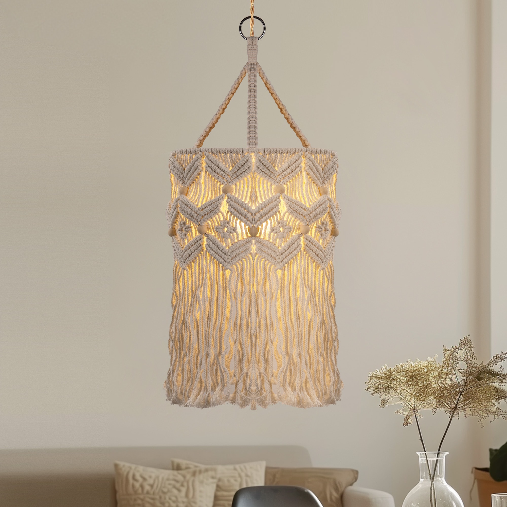 YANSUN L-ZC0071104 1 -Light White Industrial Cylinder Medium Hanging Pendant light