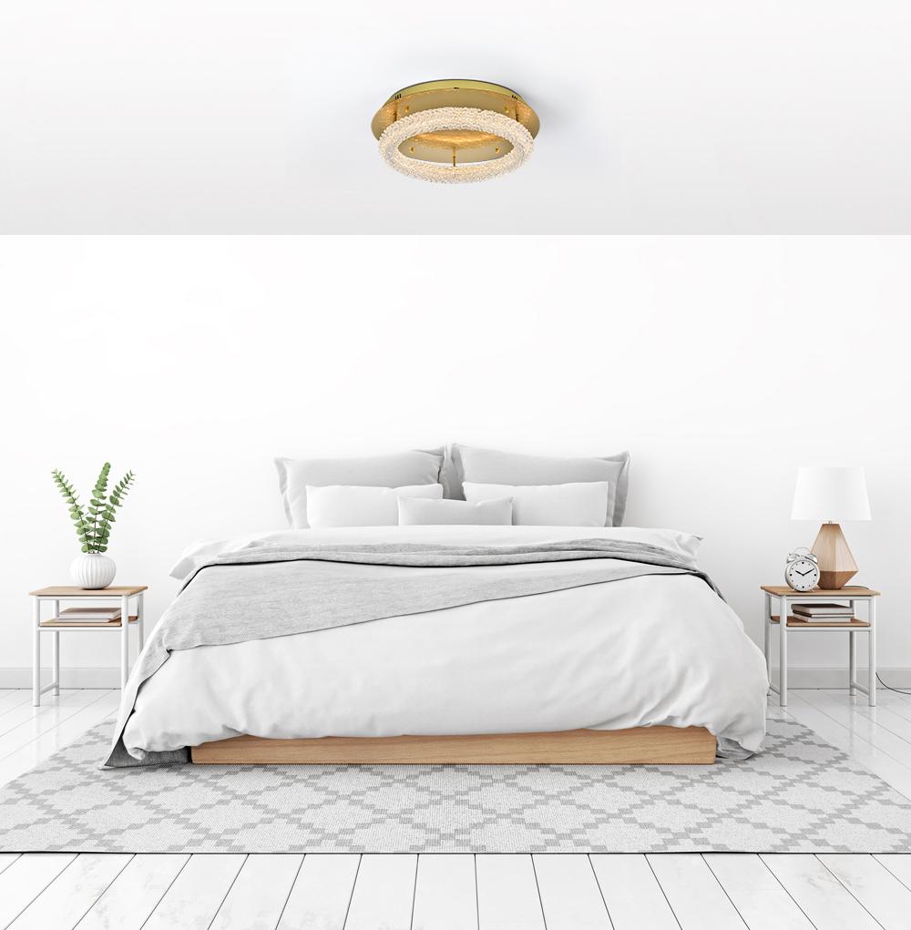 Bowen 22" Satin Gold Crystal LED Flush Mount Light