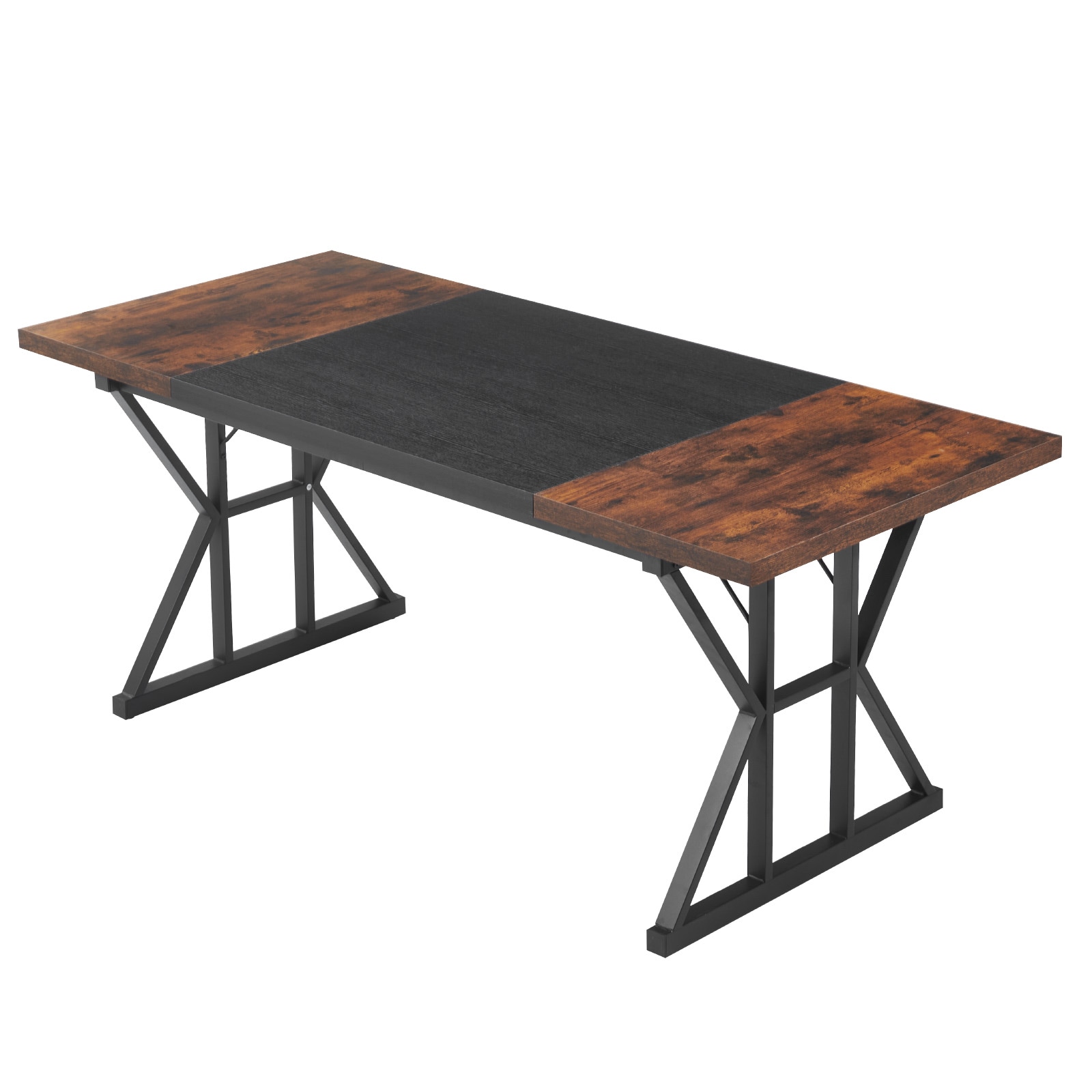 VEVOR Executive Desk 70.9 x 31.5 inch Large Computer Desk PC Workstation for Home Office Modern Simple Wood Laptop Study Writing Table Metal Frame Business Furniture Rustic Brown and Black
