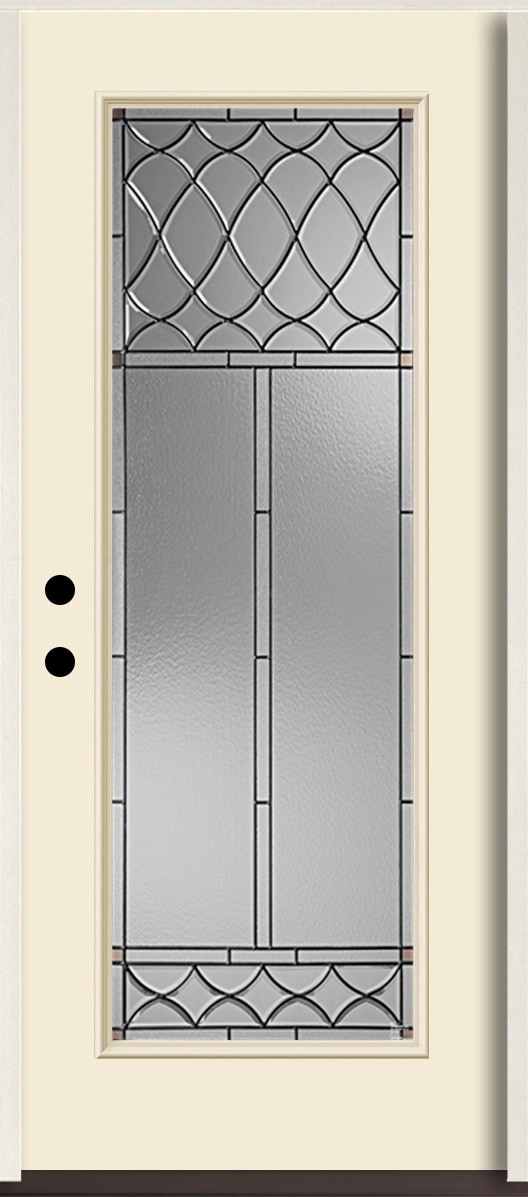 RELIABILT LO964055 Sheldon 36-in x 80-in x 4-5/8-in Fiberglass Full lite Right-hand inswing Bisque Paint Painted Prehung Front Door Insulating core
