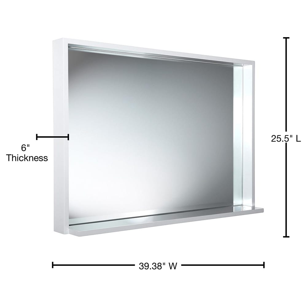 White Rectangular Wood Framed Bathroom Vanity Mirror