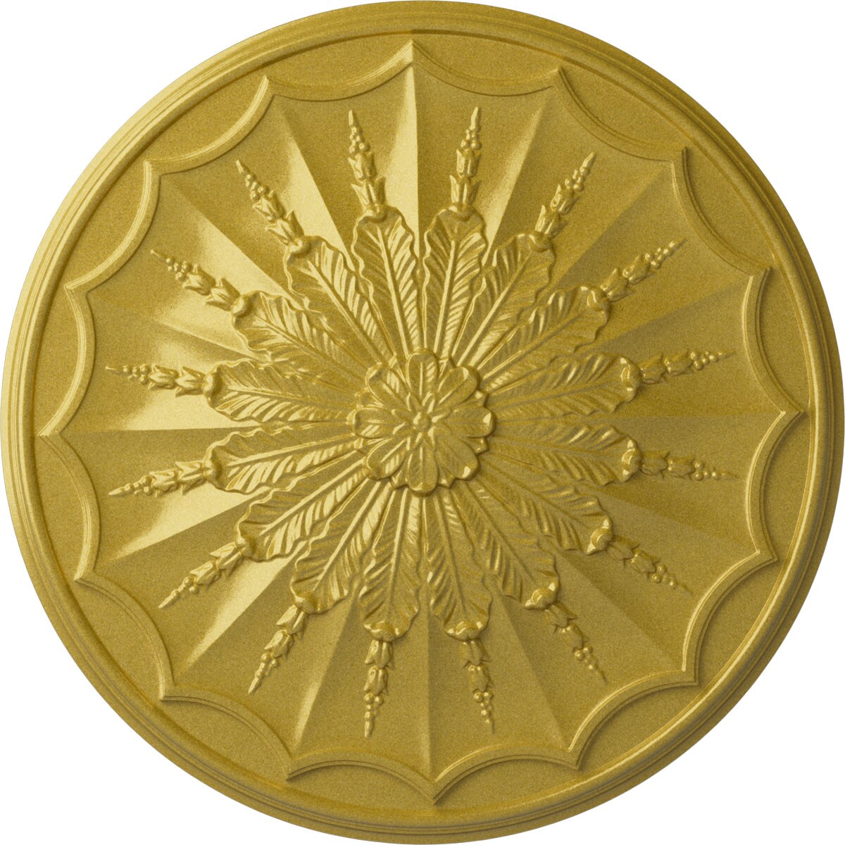 Ekena Millwork CM27ARRGS Artis 27.125-in W x 27.125-in L Painted Rich Gold Polyurethane Whole Ceiling Medallion