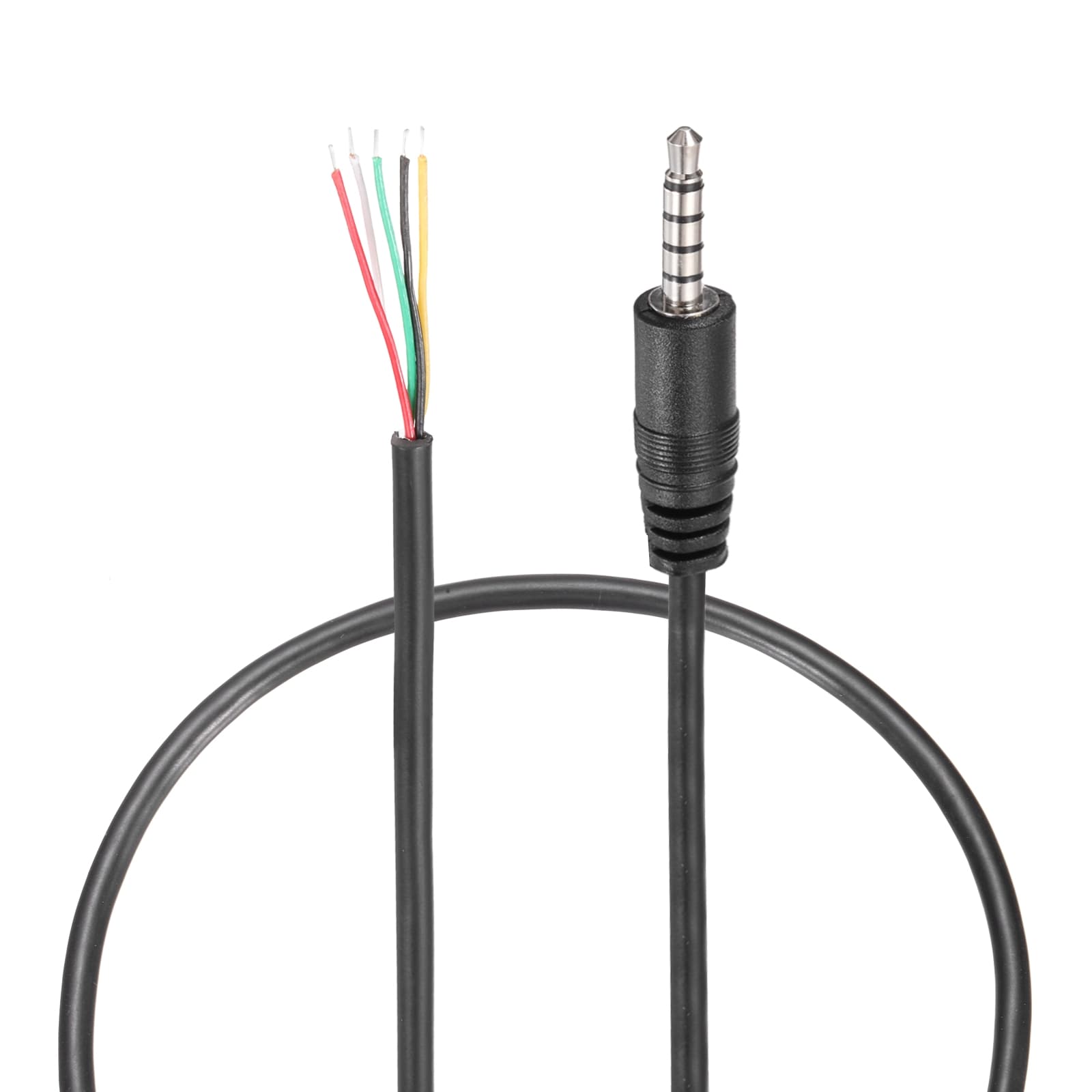 Unique Bargains Aux Cable 3.5mm 1ft 5 Pole Male to Bare Wire Black 2pcs