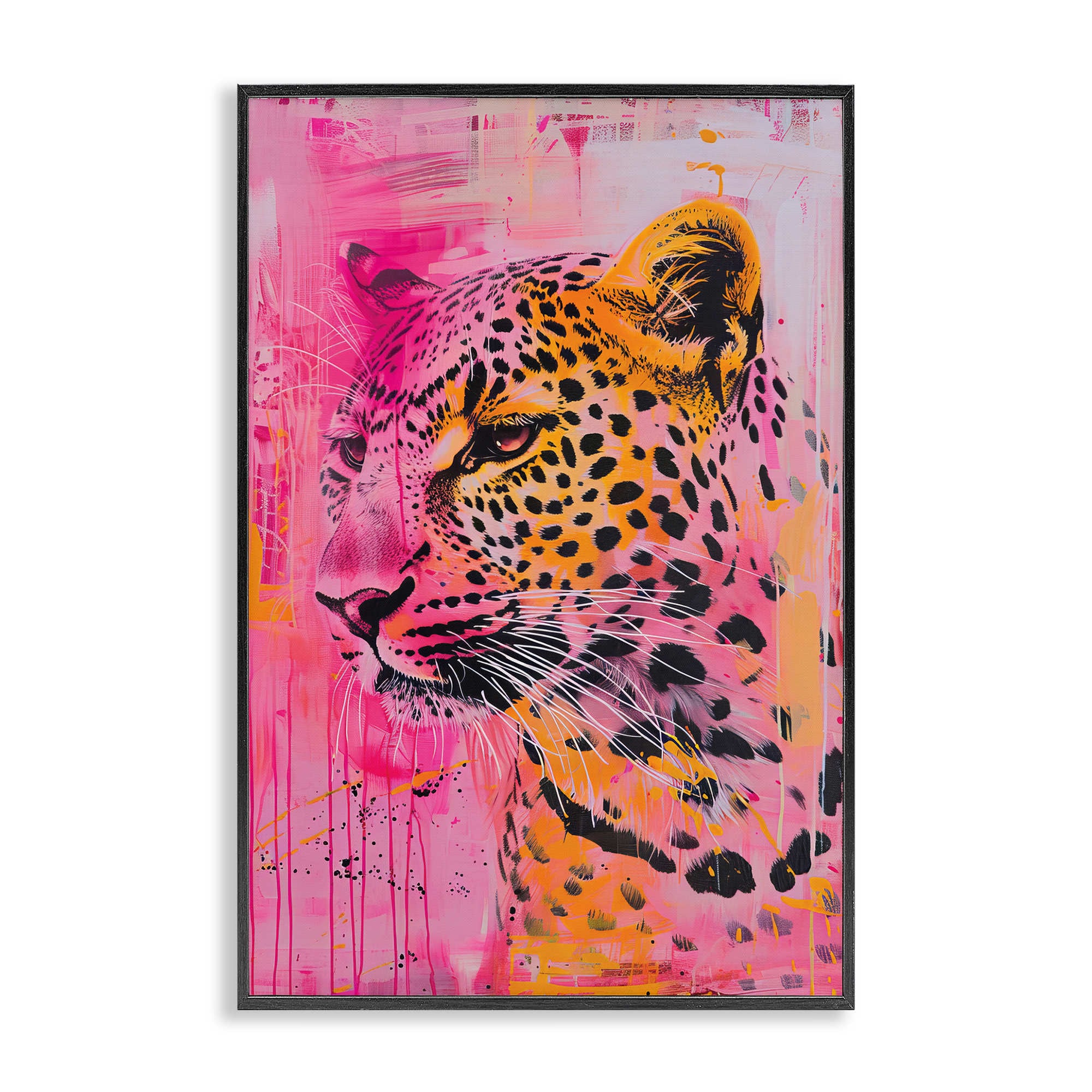 Stupell Industries BT-677-FR-12X18 Vibrant Purple and Orange Cheetah Black Framed Giclee Art By LSR Design Studio 12 x 18