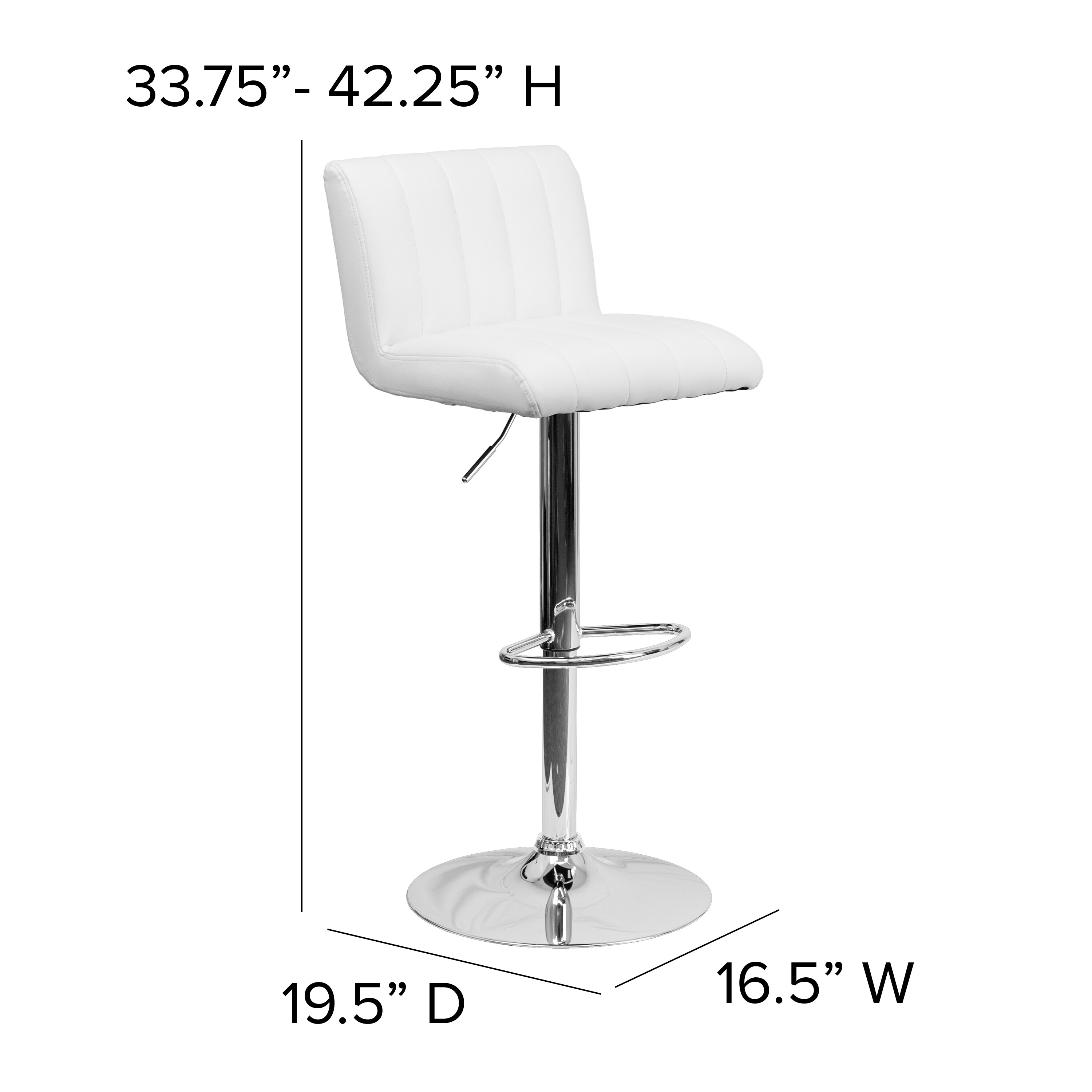 Flash Furniture White 33.5-in H Adjustable height Upholstered Swivel ...