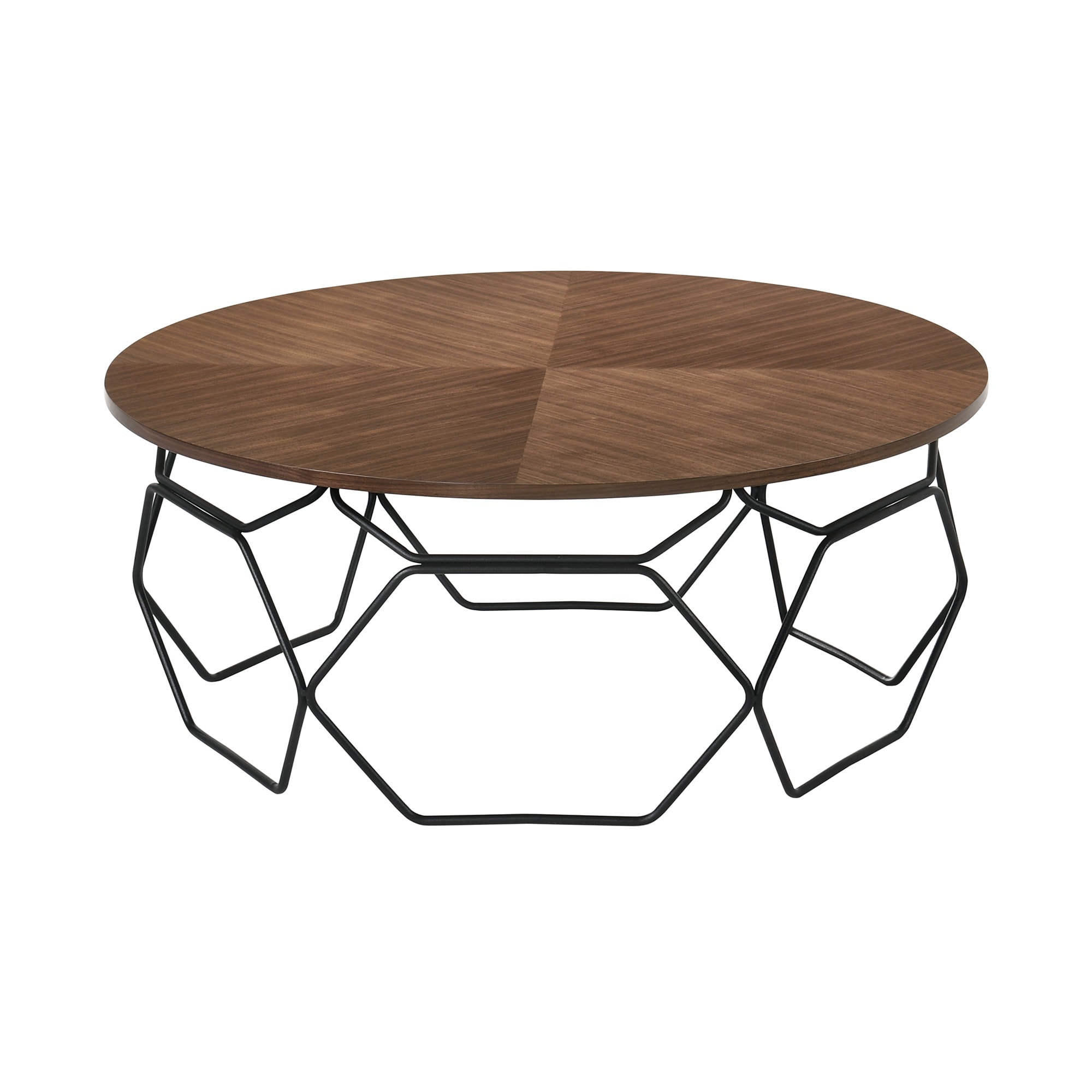 Armen Living Cosmo Modern Wood and Metal Coffee Table in Walnut/Black