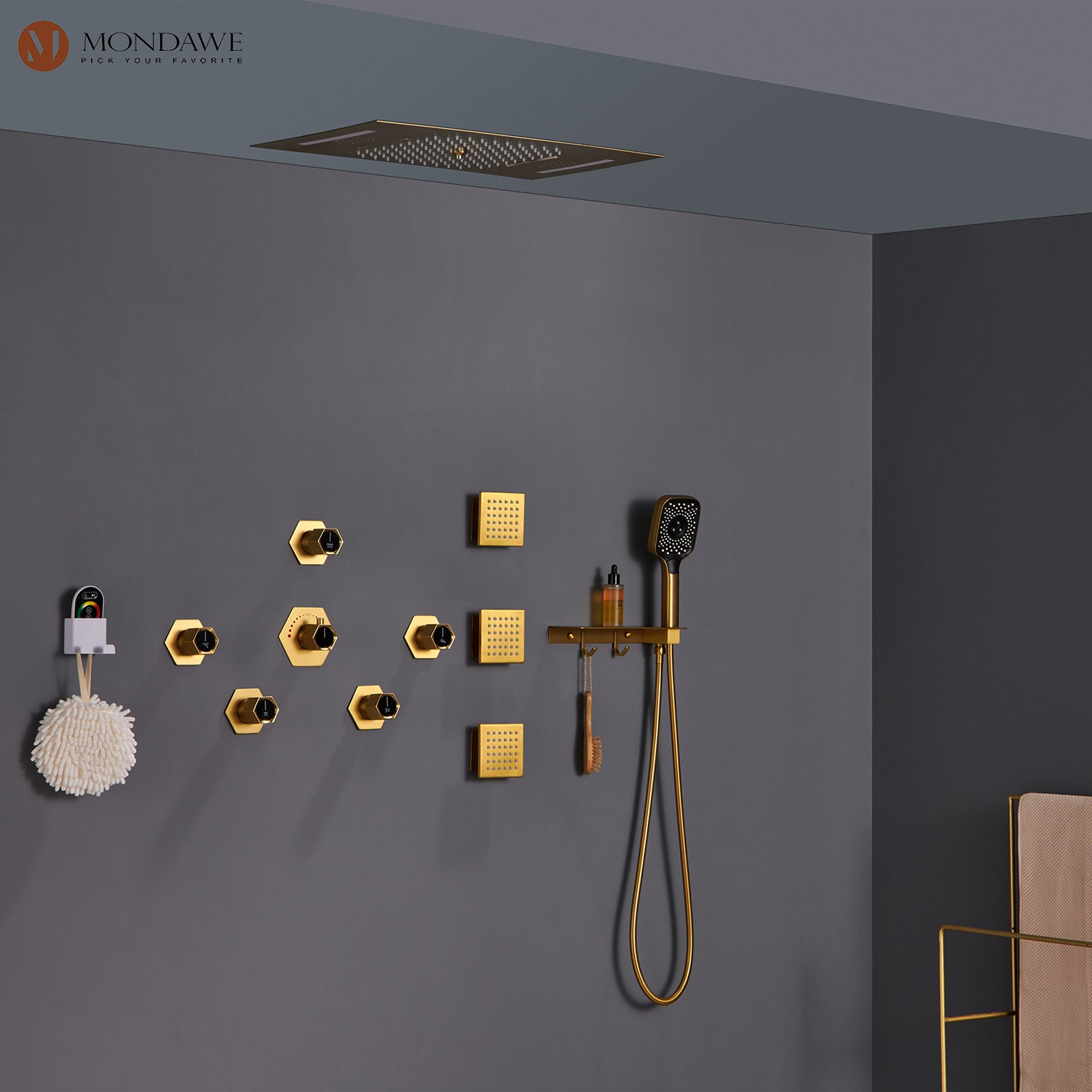 Mondawe MD6104-BG Showerhead-Bar-Panels - View #4