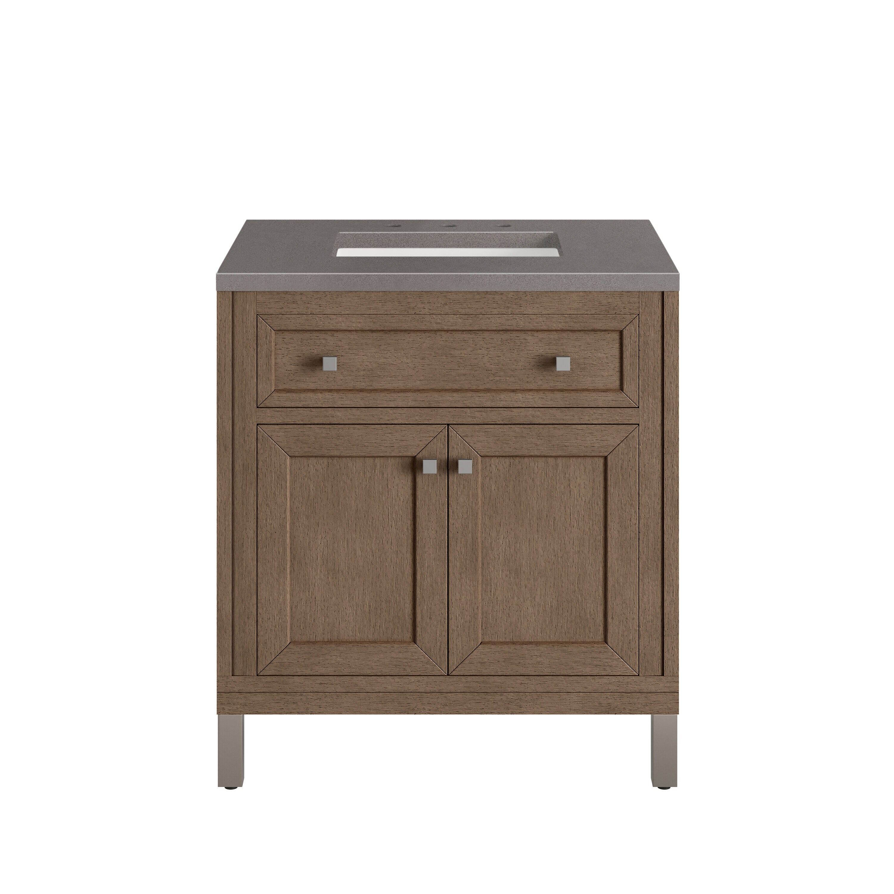 James Martin Vanities 305-V30-WWW-3GEX Whitewashed Walnut 30-in Brown Undermount Single Sink Bathroom Vanity with Grey Expo Quartz Top